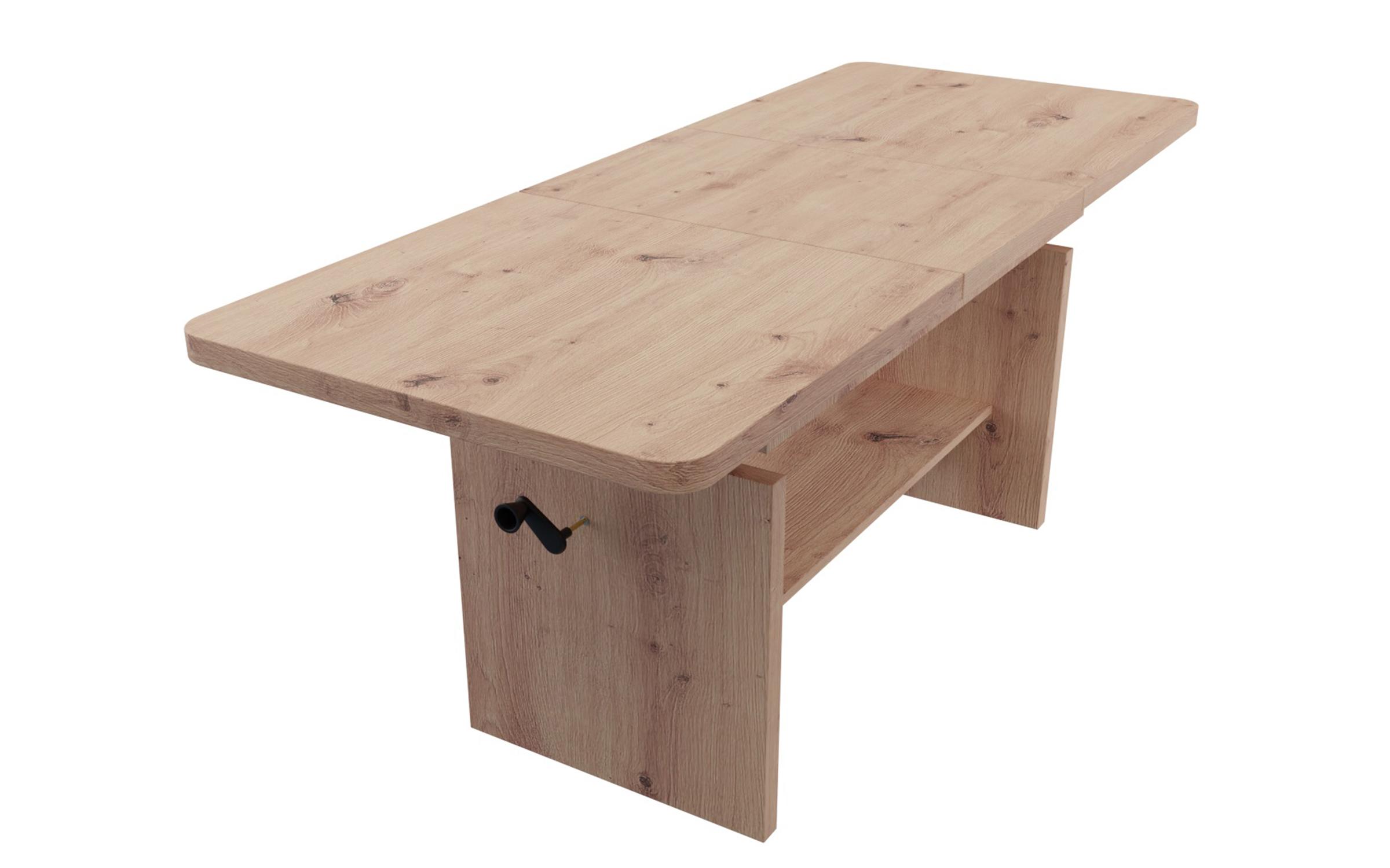 Masuta de cafea extensibila cu mecanism de ridicare Keily, stejar artisan  3