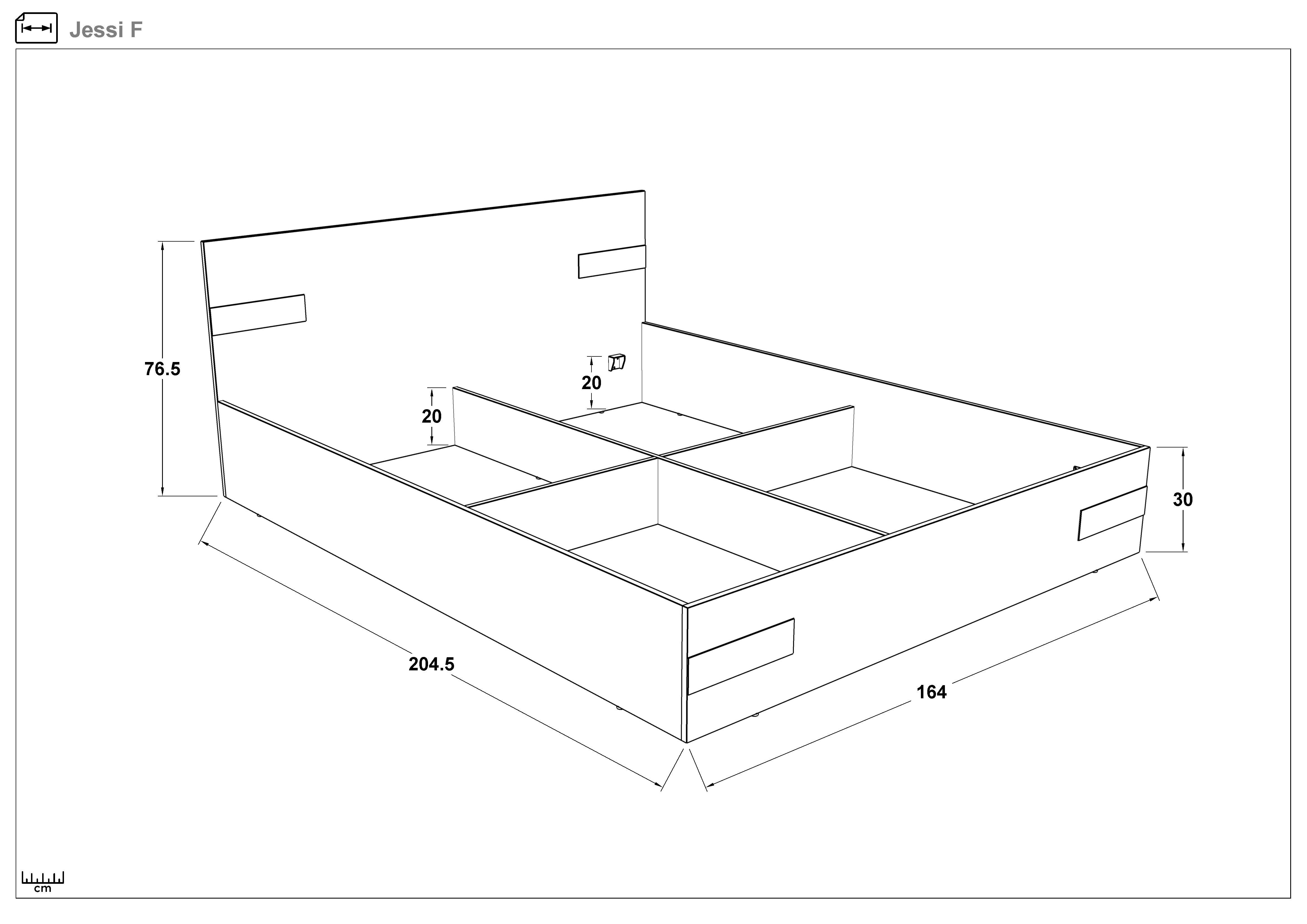 Pat dublu 160/200 Jessie, stejar antic  2