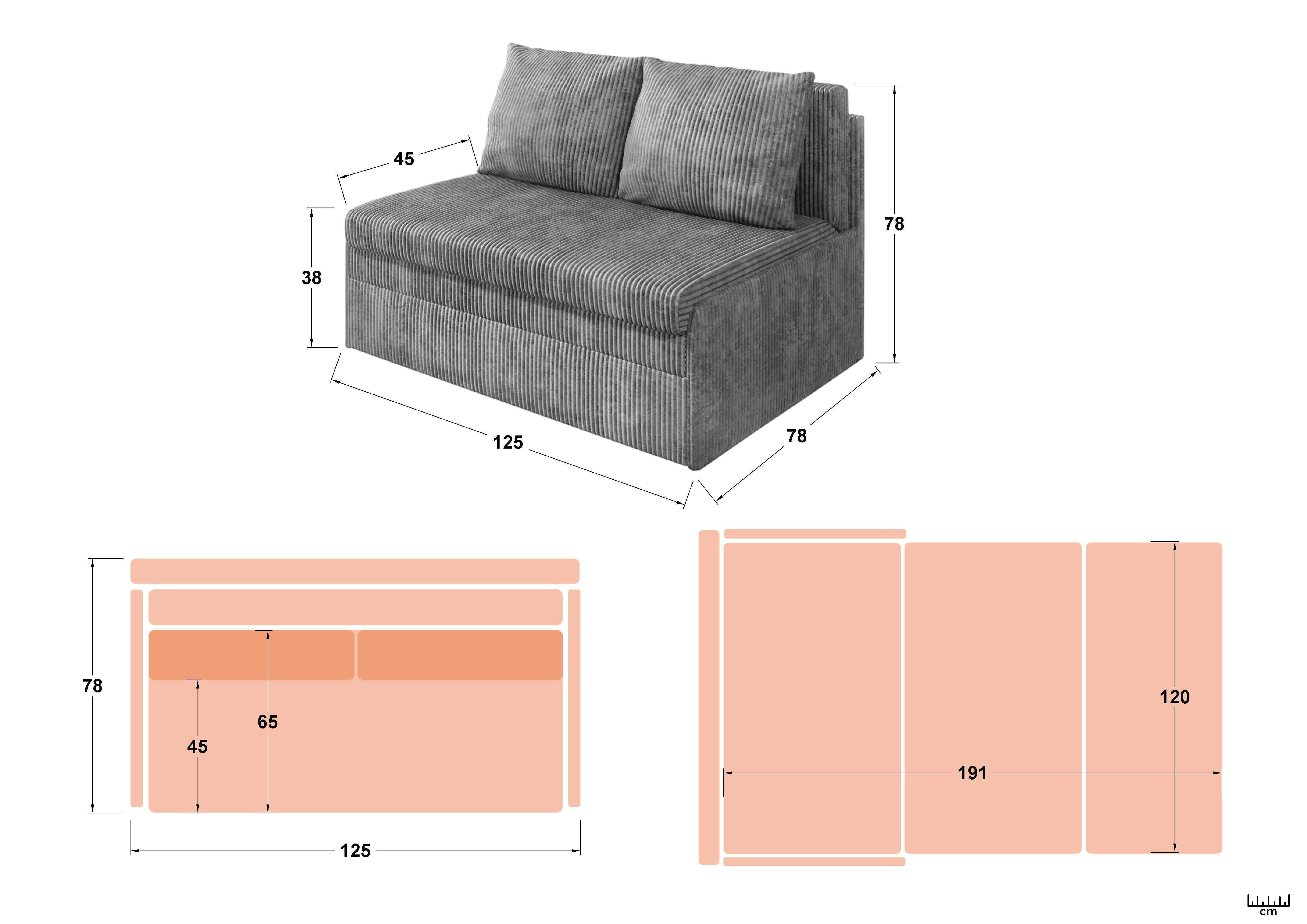 Canapea extensibila Caddy, bej inchis  2