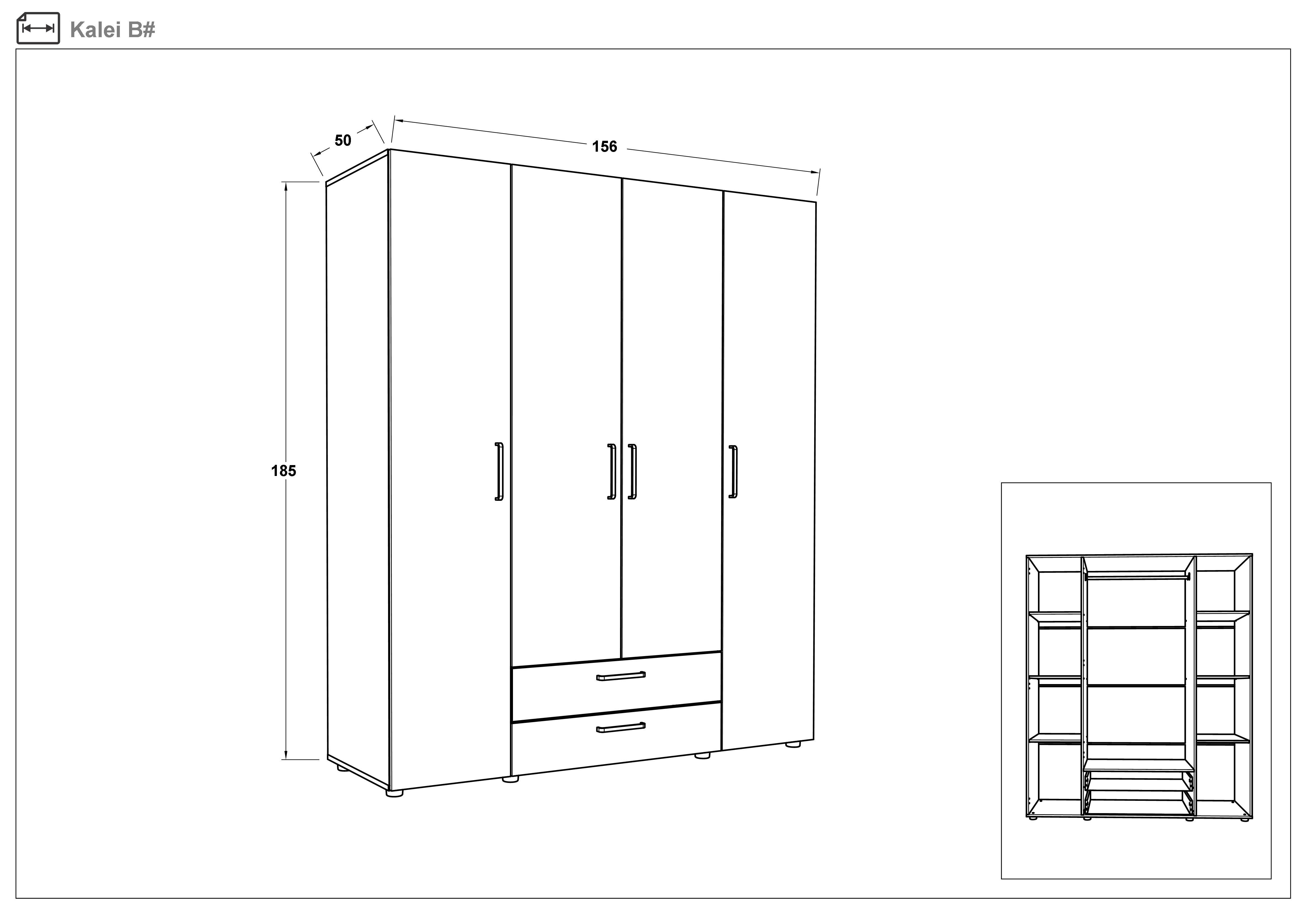 Dulap Kalei, stejar sonoma + alb lucios  2