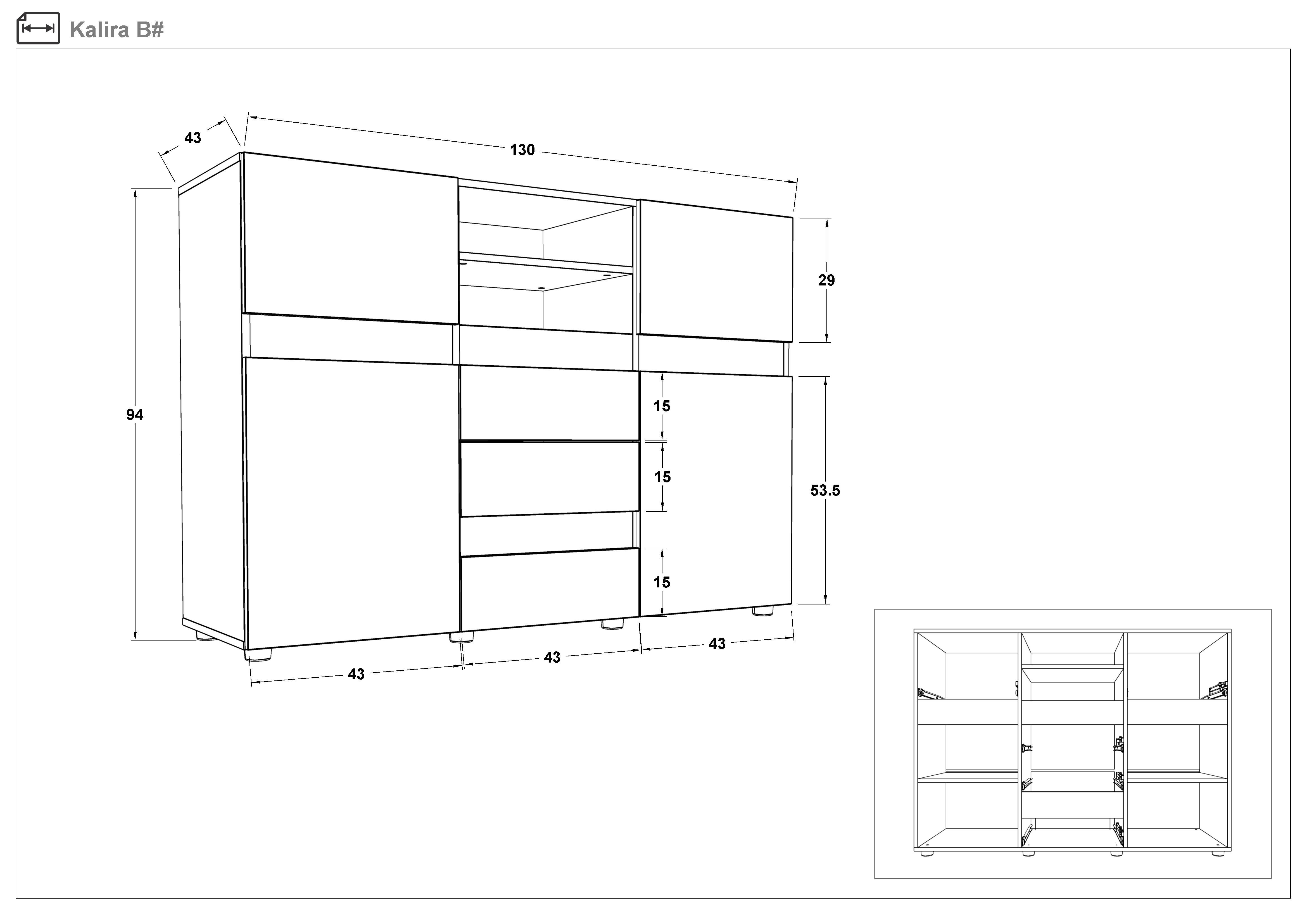 Comoda Kalira, alb lucios + marmura Tunis  2