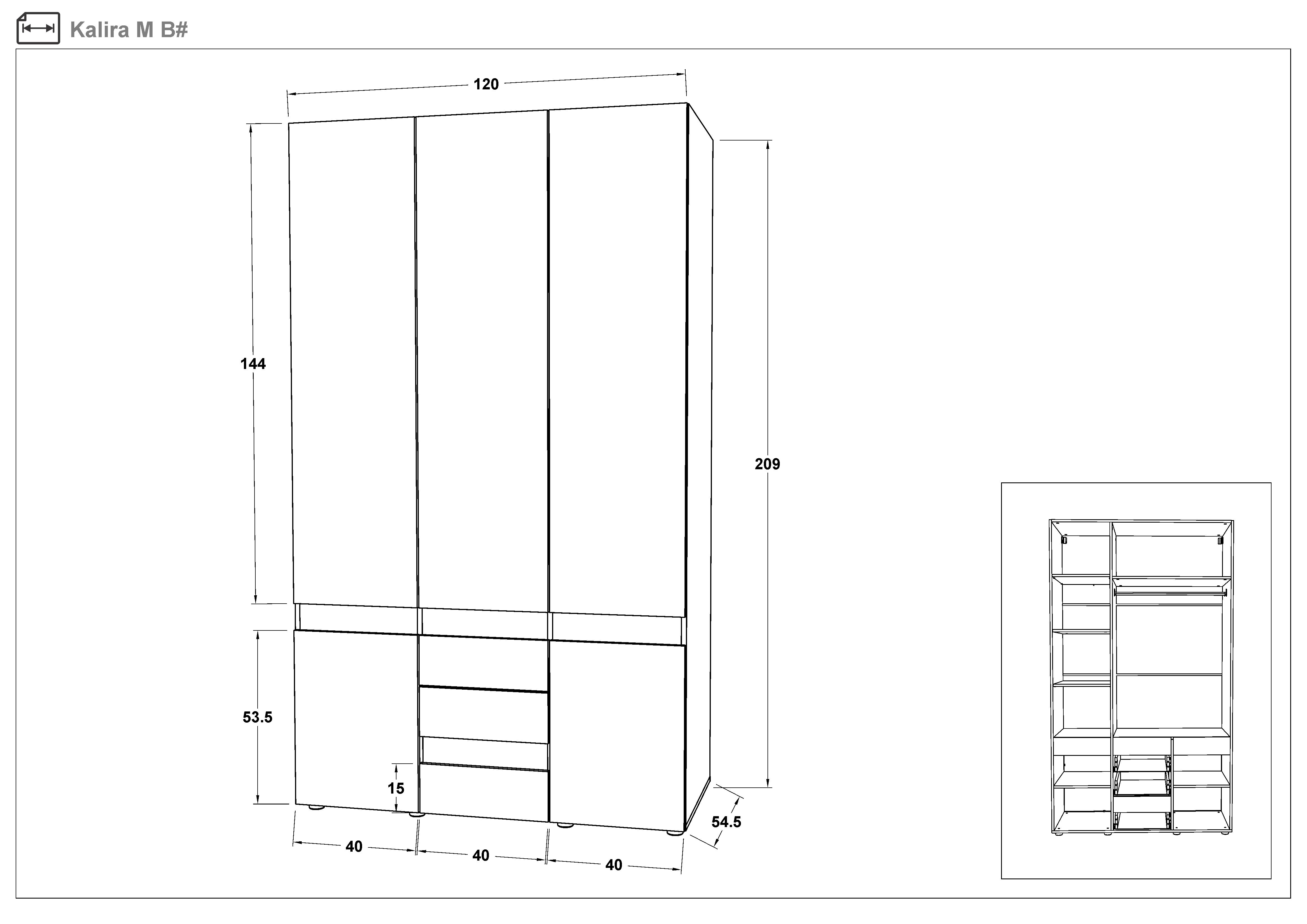 Dulap Kalira M, alb lucios + marmura Tunis  2
