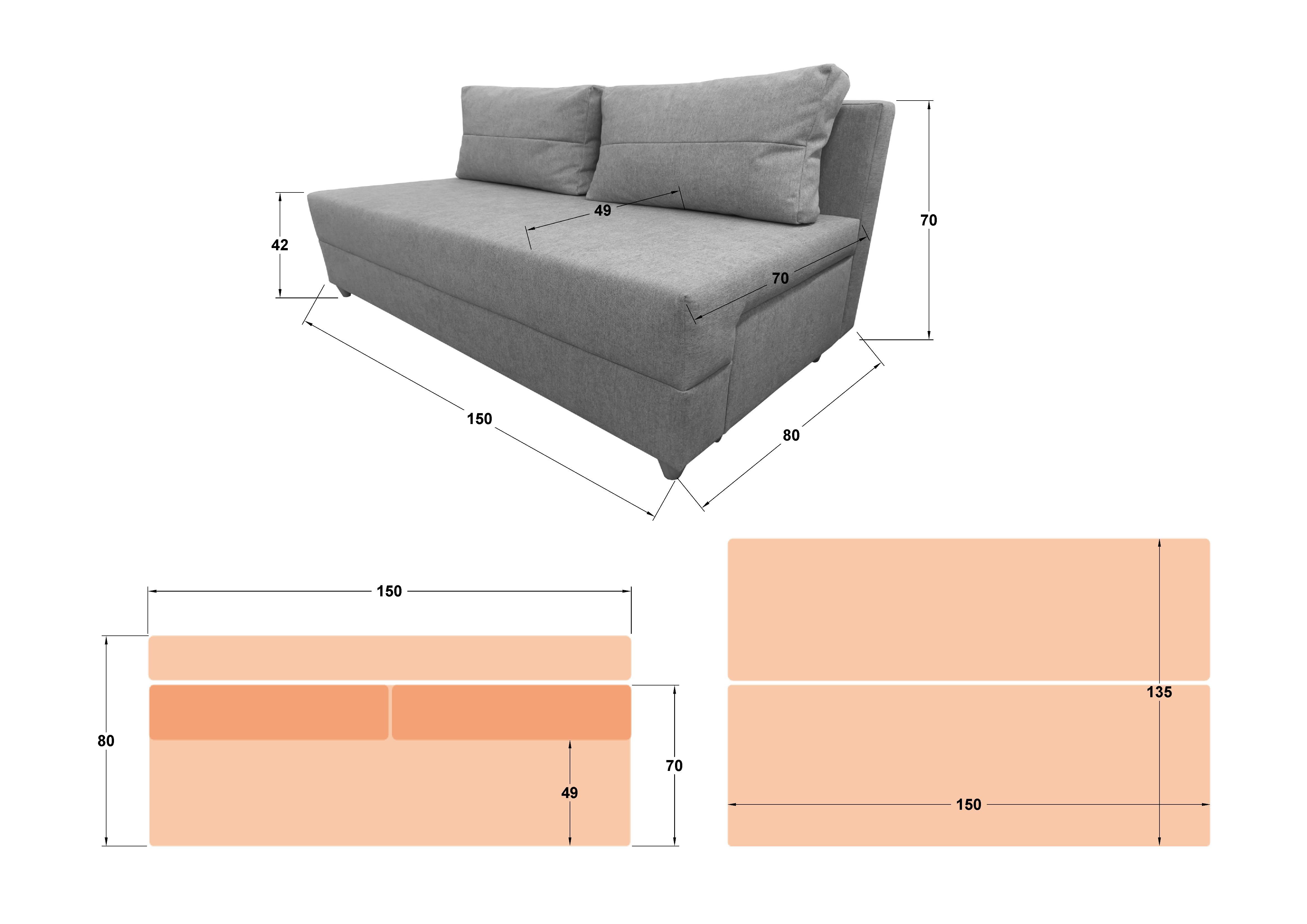 Set Canapea Kami + masuta de cafea Tayra, coral + stejar sonoma  2