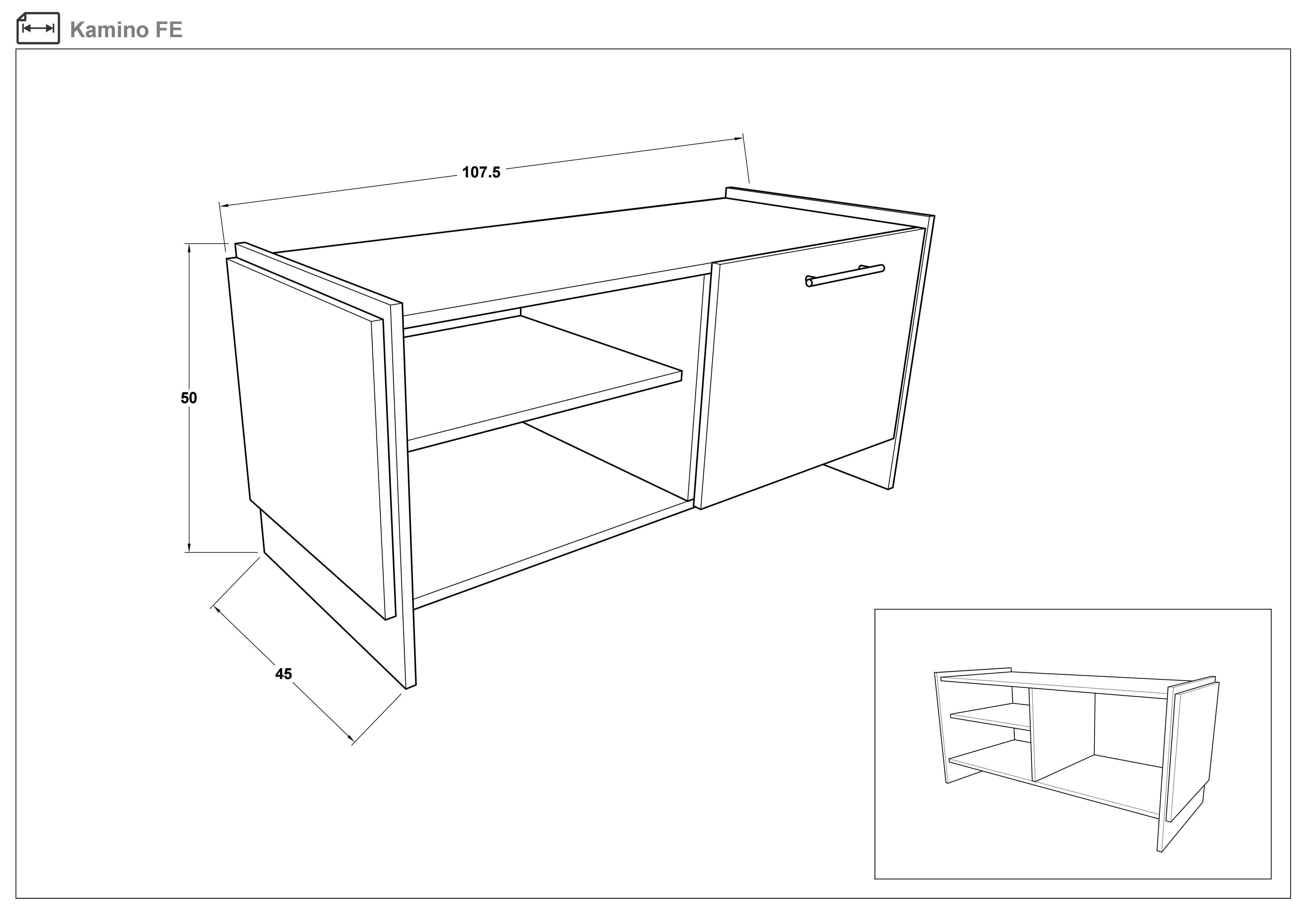 Modul TV Camino FE, stejar wotan + negru  2