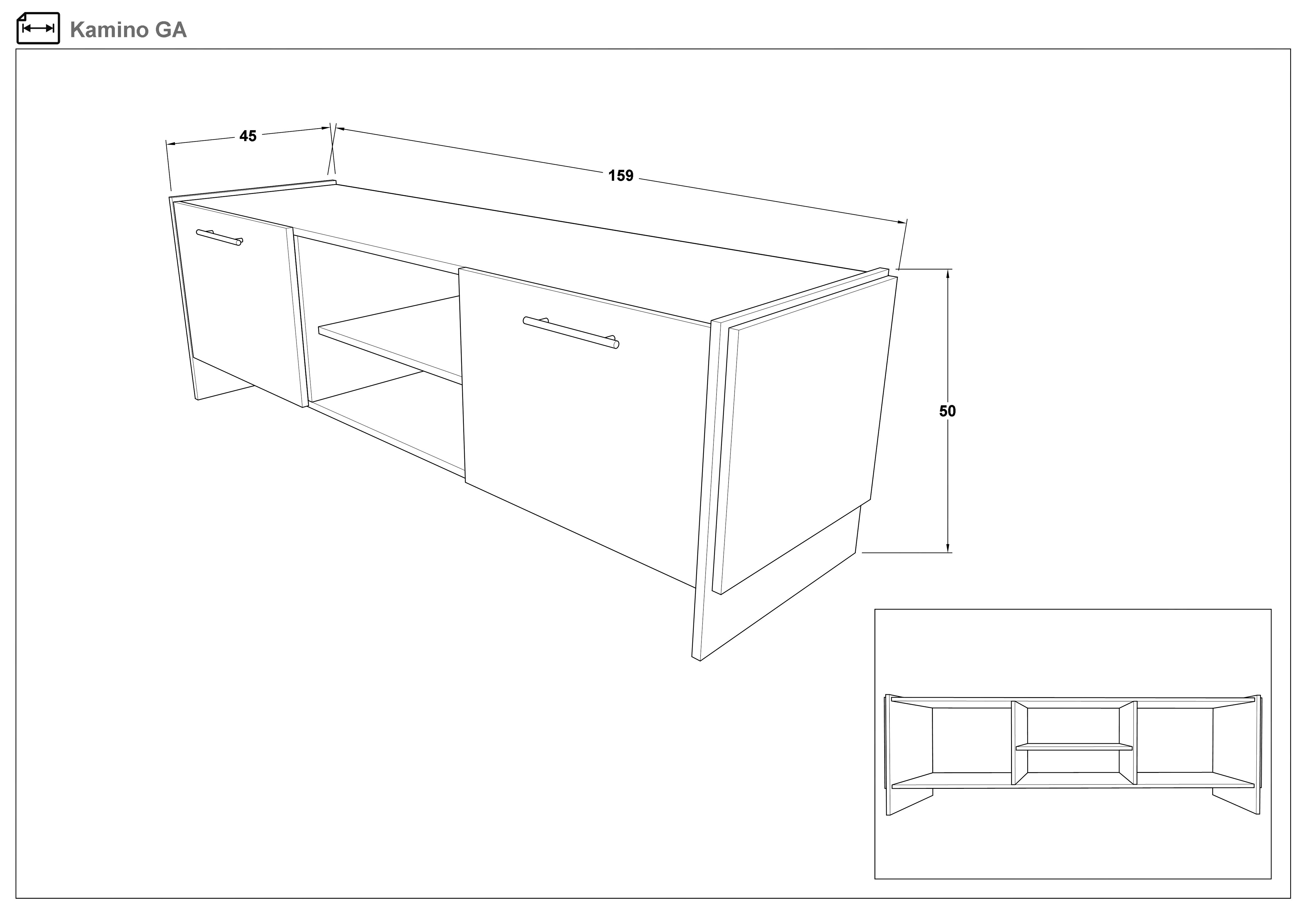 Modul TV Camino GA, stejar wotan + negru  2