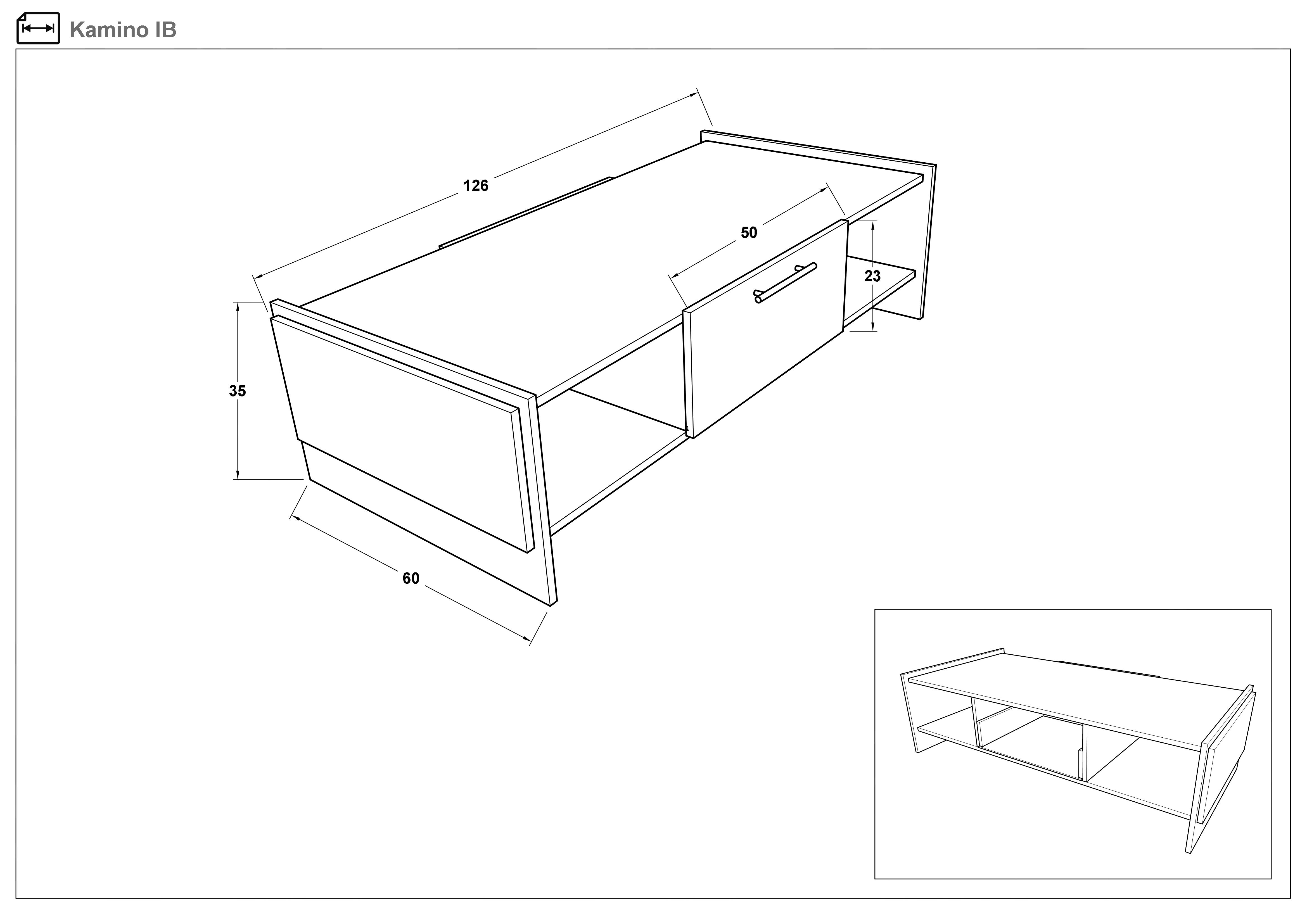 Masuta de cafea Camino IB, stejar wotan + negru  2