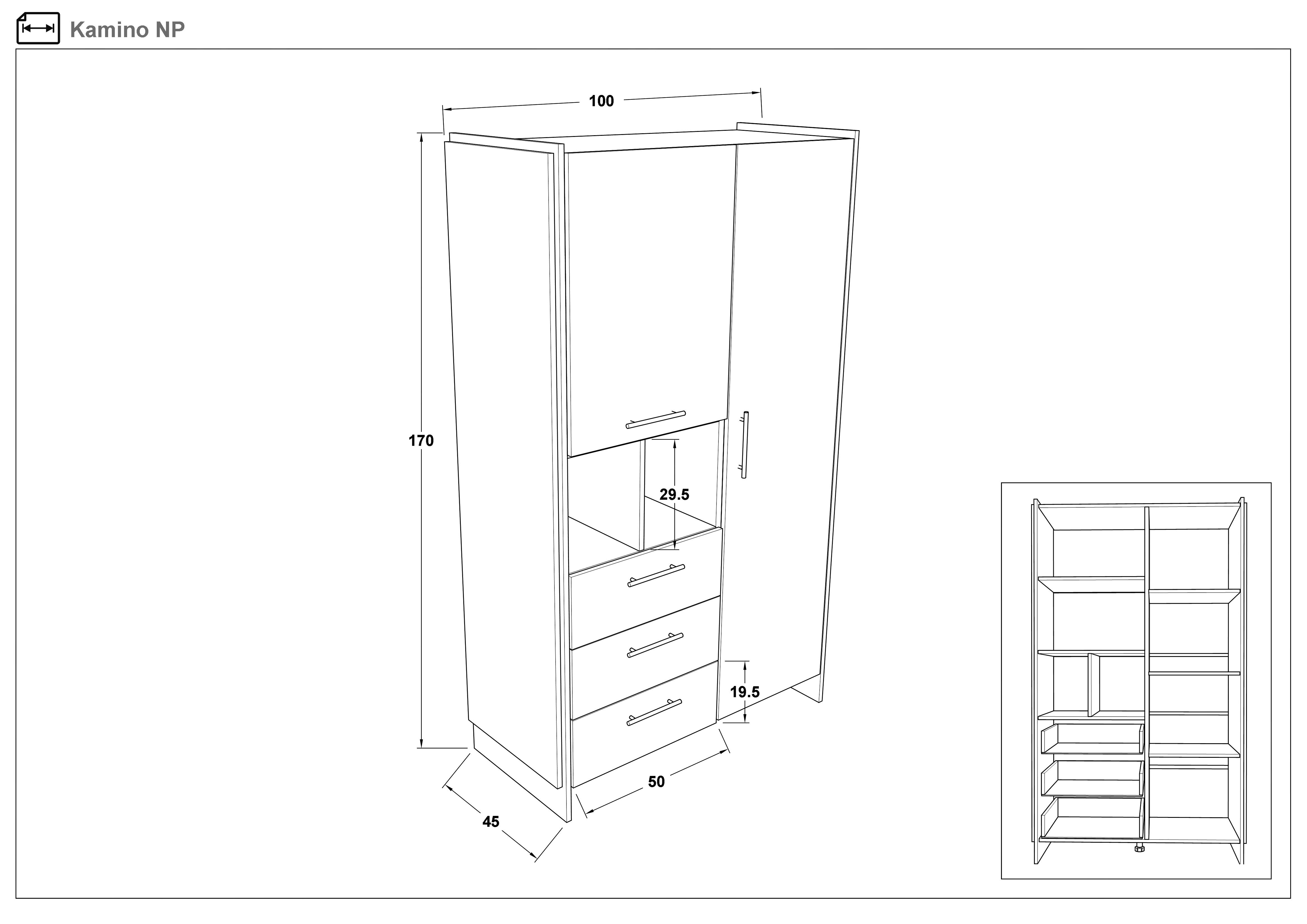 Comoda Camino NP, stejar wotan + negru  2