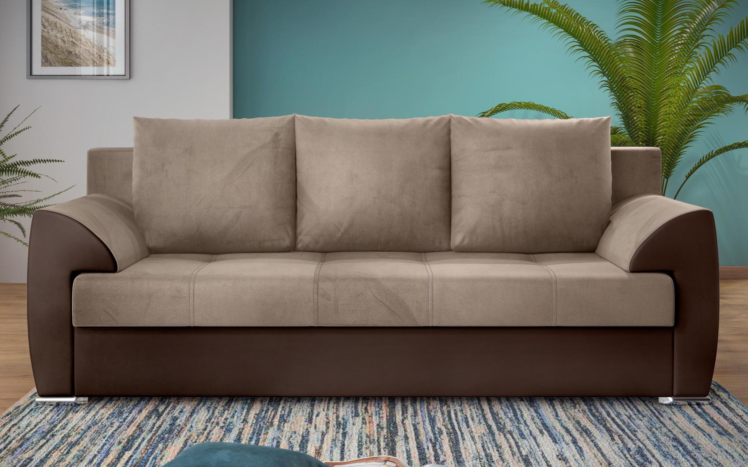 Set living Stefani, bej + piele maro + wenge + stejar sonoma  2