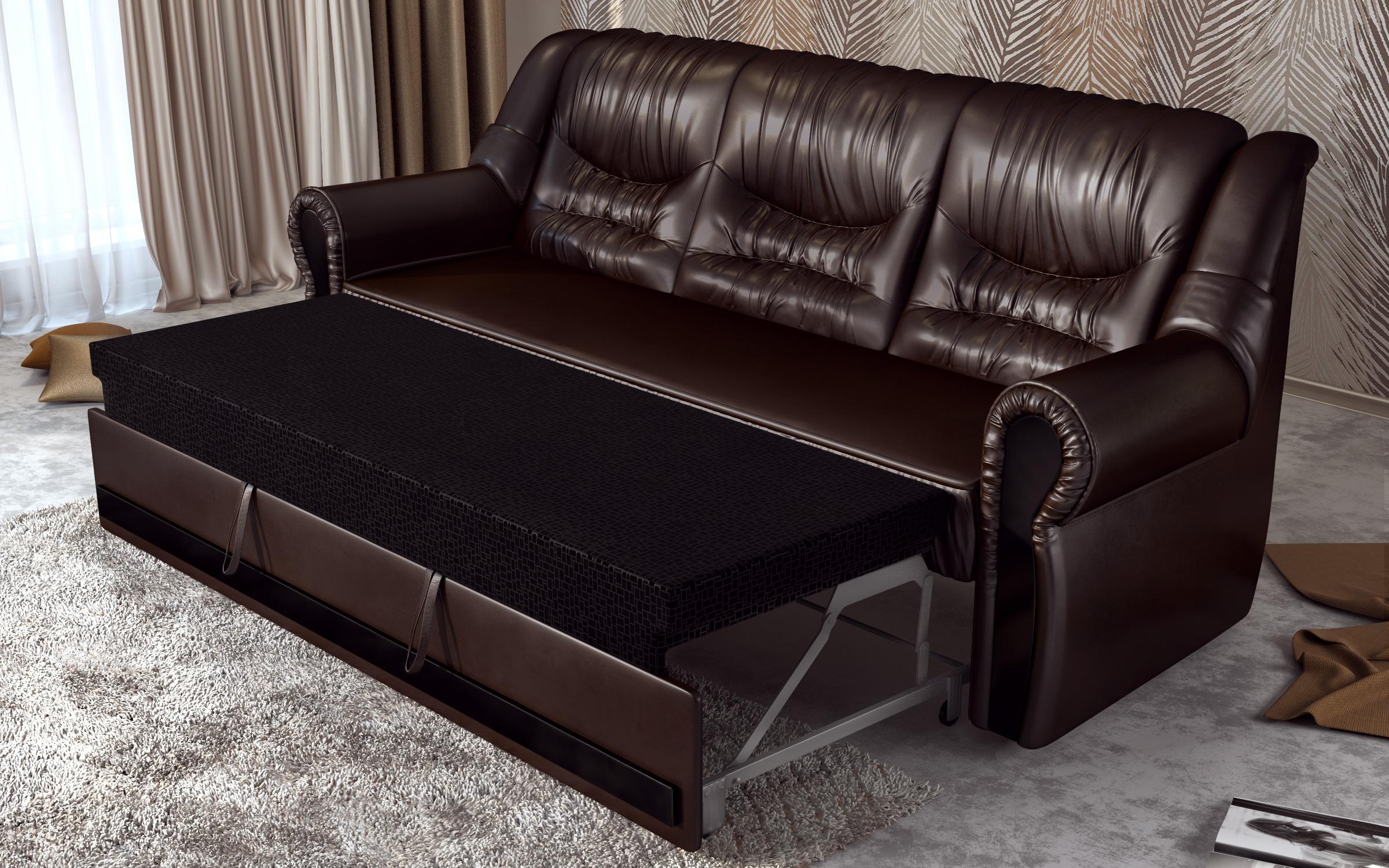 Canapea extensibila  Imperial + mecanism pentru pat, piele wenge  3