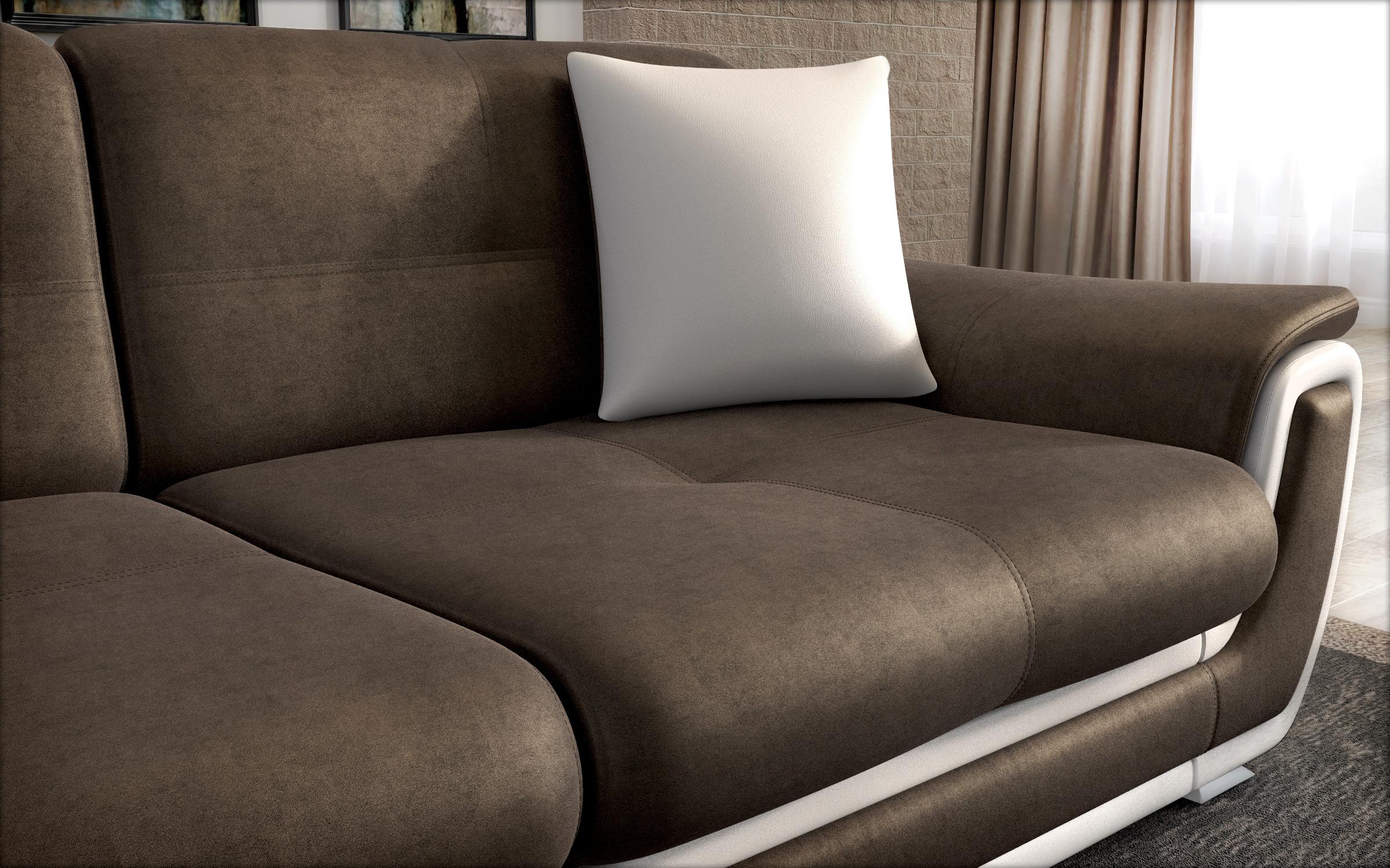 Canapea extensibila Princess II, maro inchis + piele alba  5