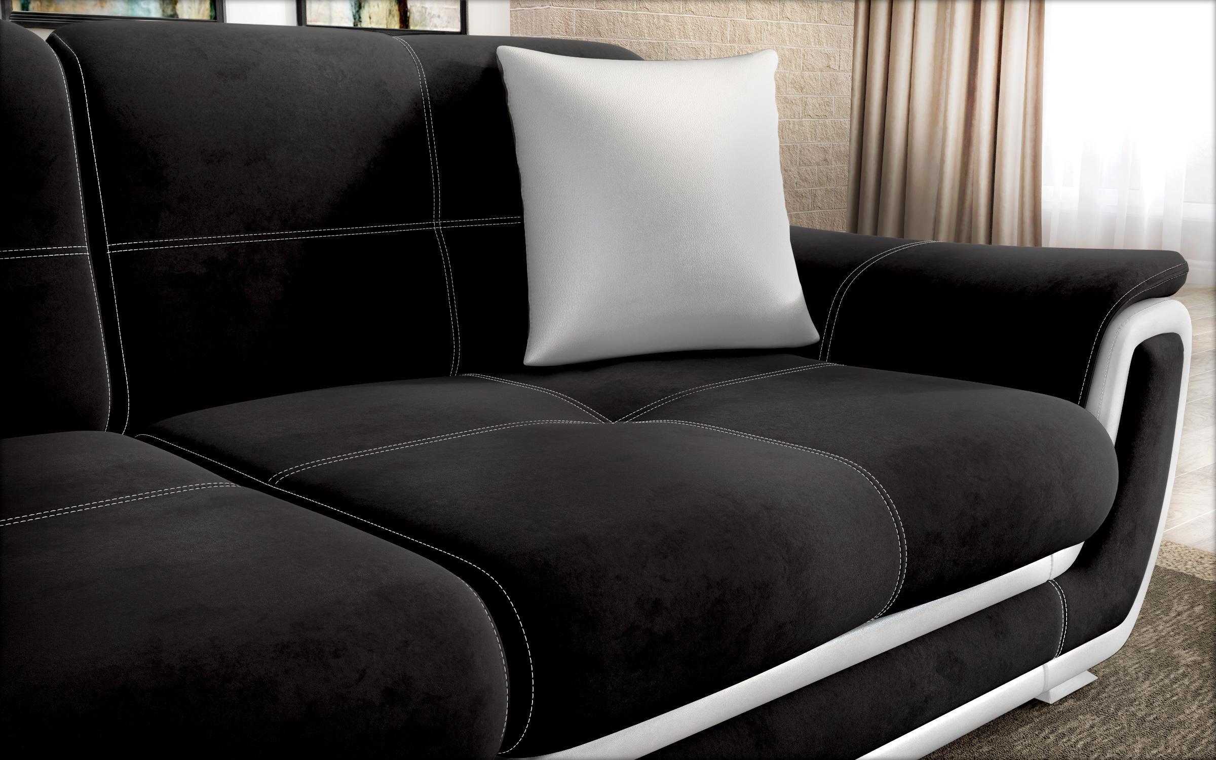 Canapea extensibila Princess II + mecanism click-clack, negru + piele alba  5