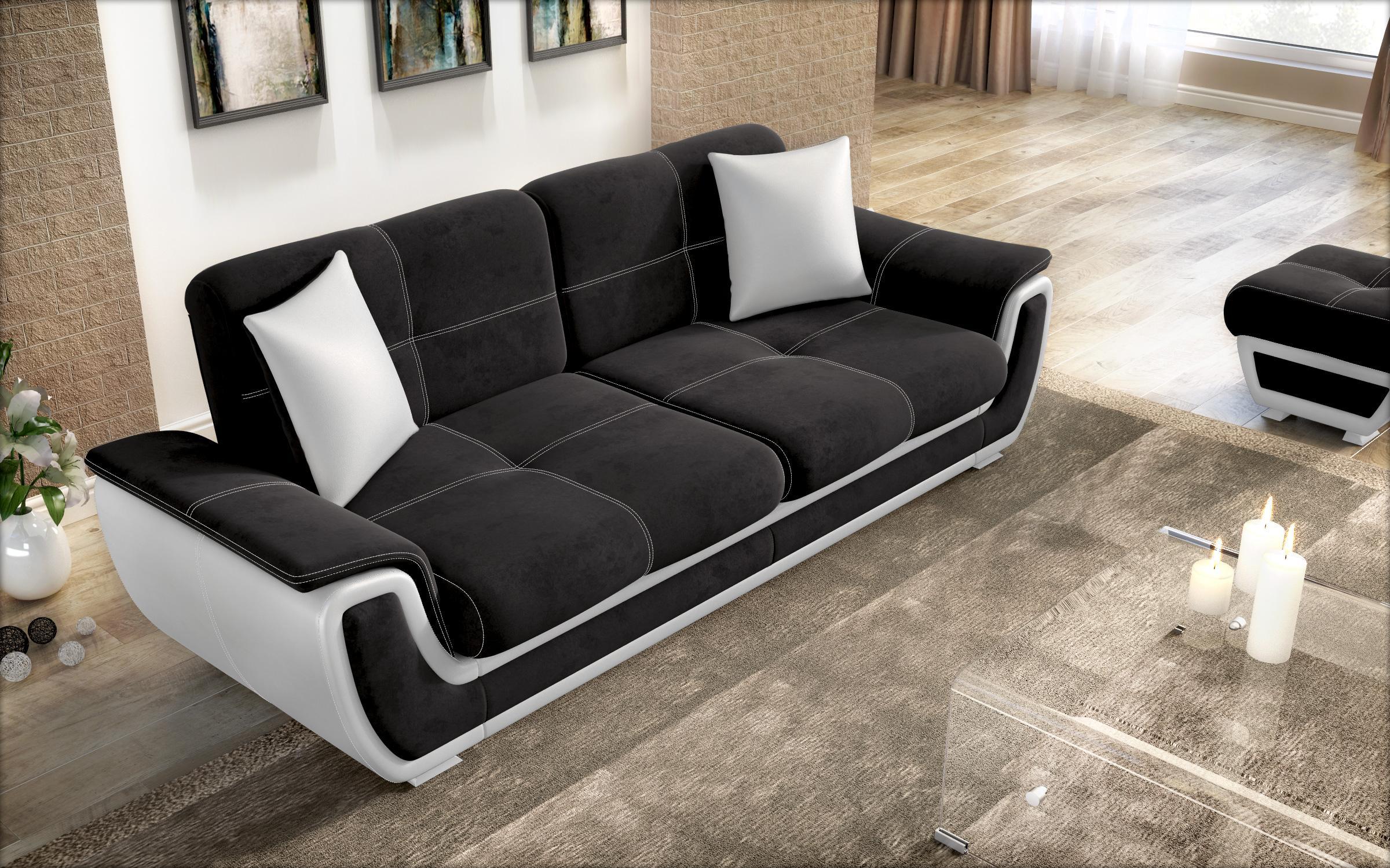 Canapea extensibila Princess II + mecanism click-clack, negru + piele alba  6