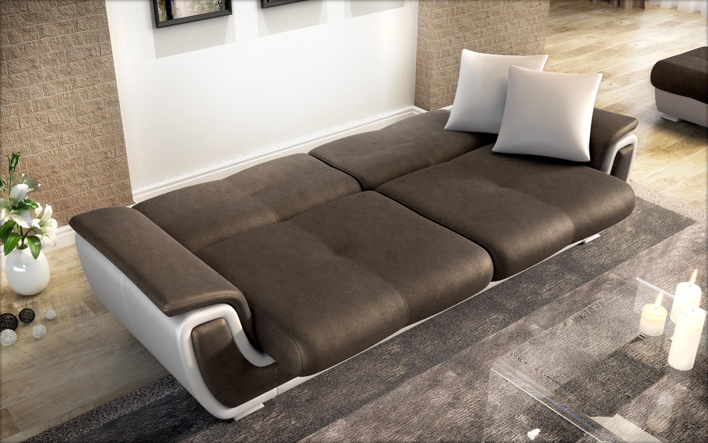 Canapea extensibila Princess II, maro inchis + piele alba  3