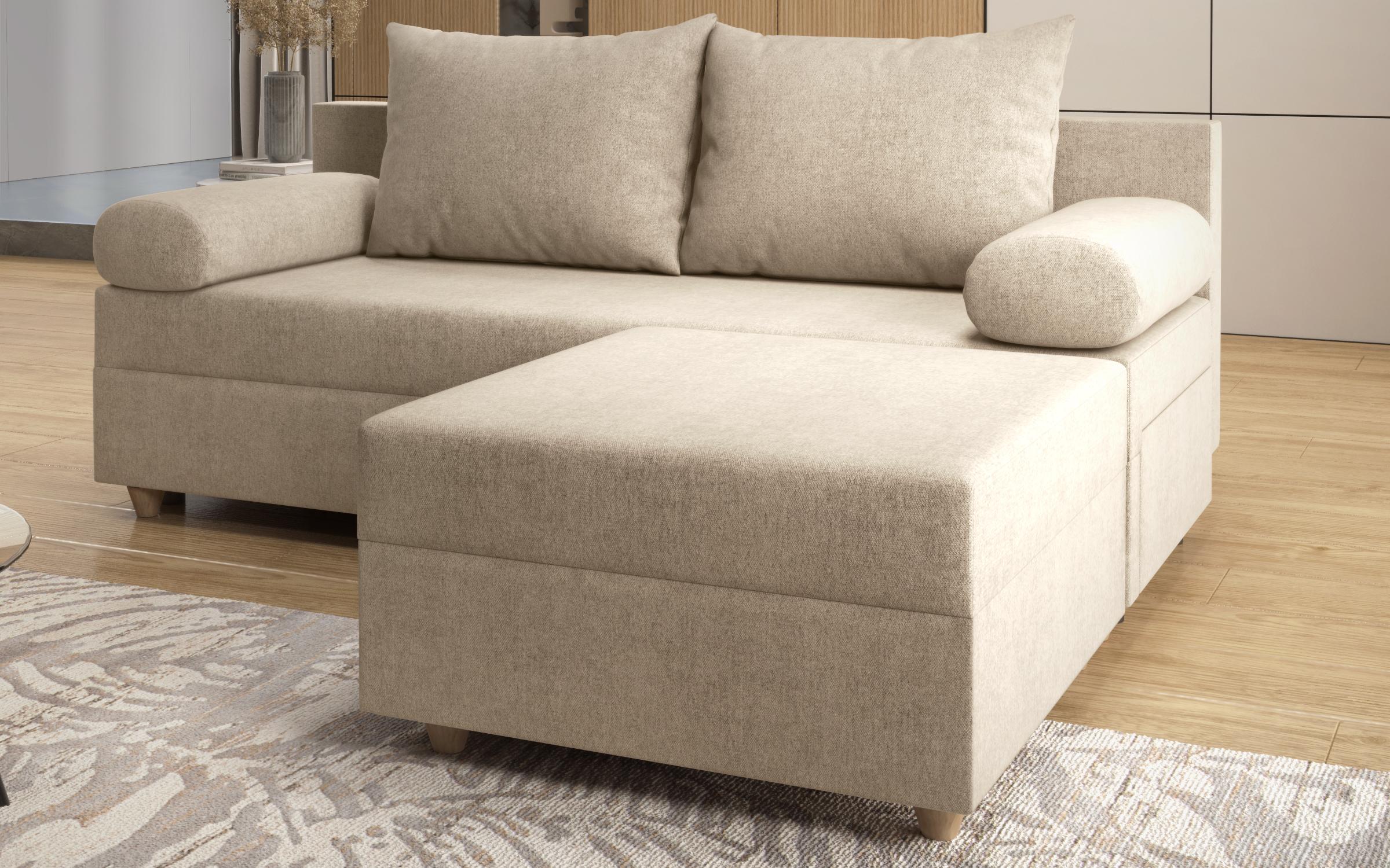 Canapea + taburet Vitaro, bej deschis  5