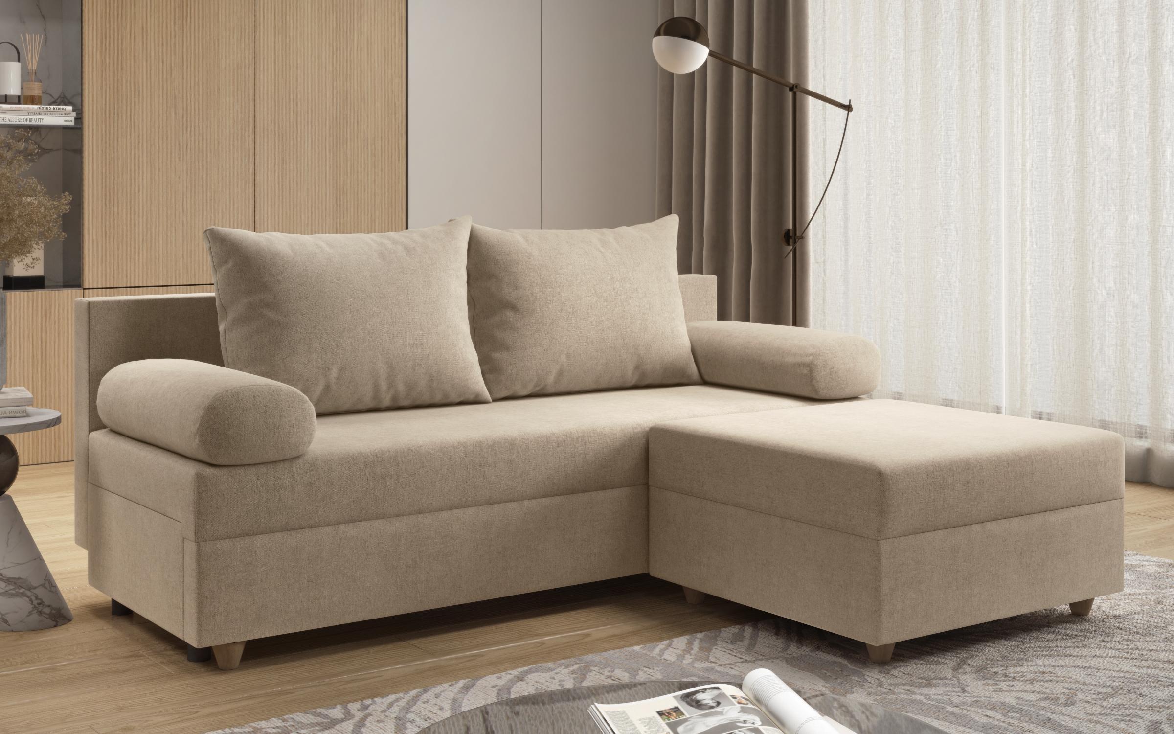 Canapea + taburet Vitaro, bej deschis  2