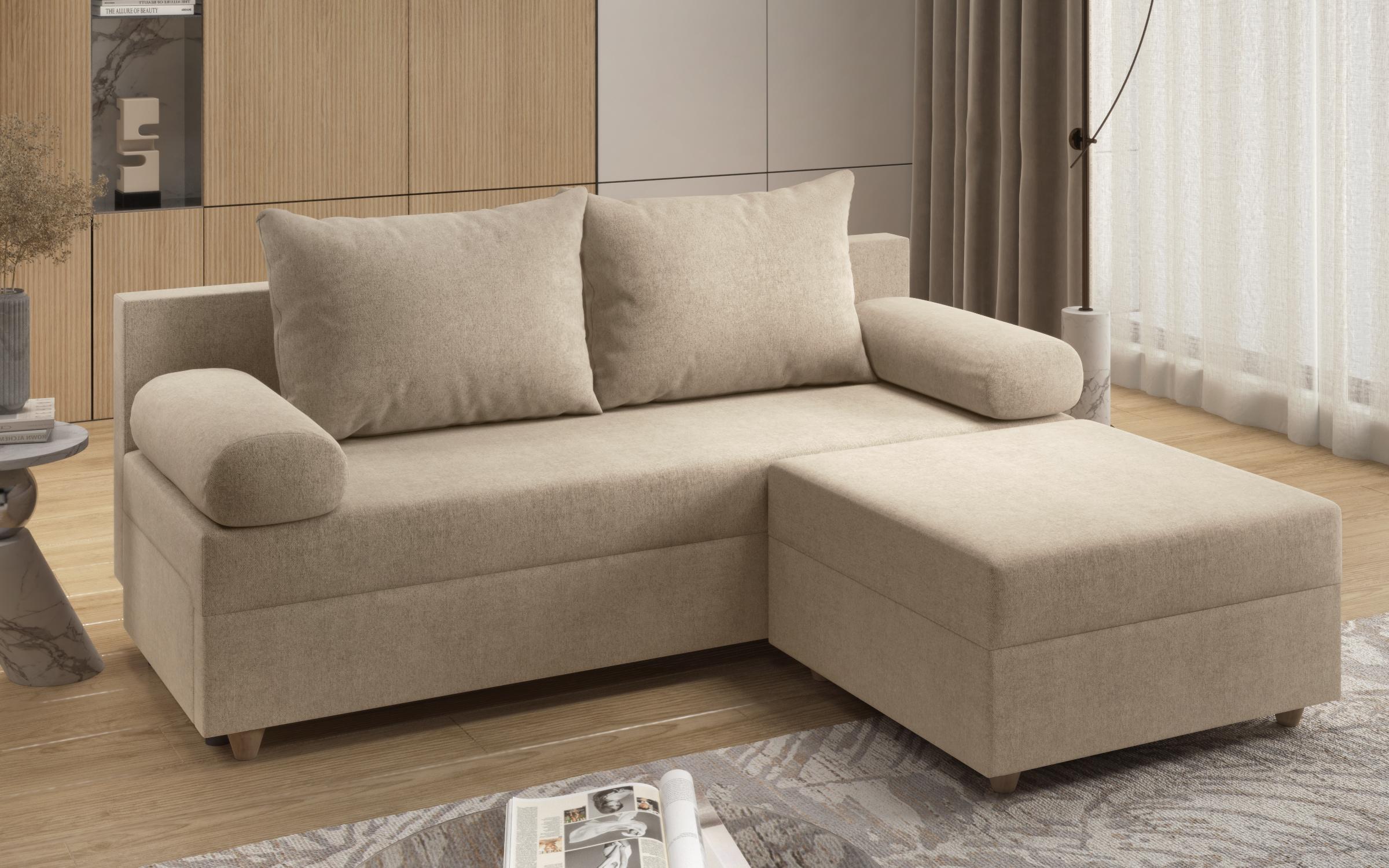 Canapea + taburet Vitaro, bej deschis  4