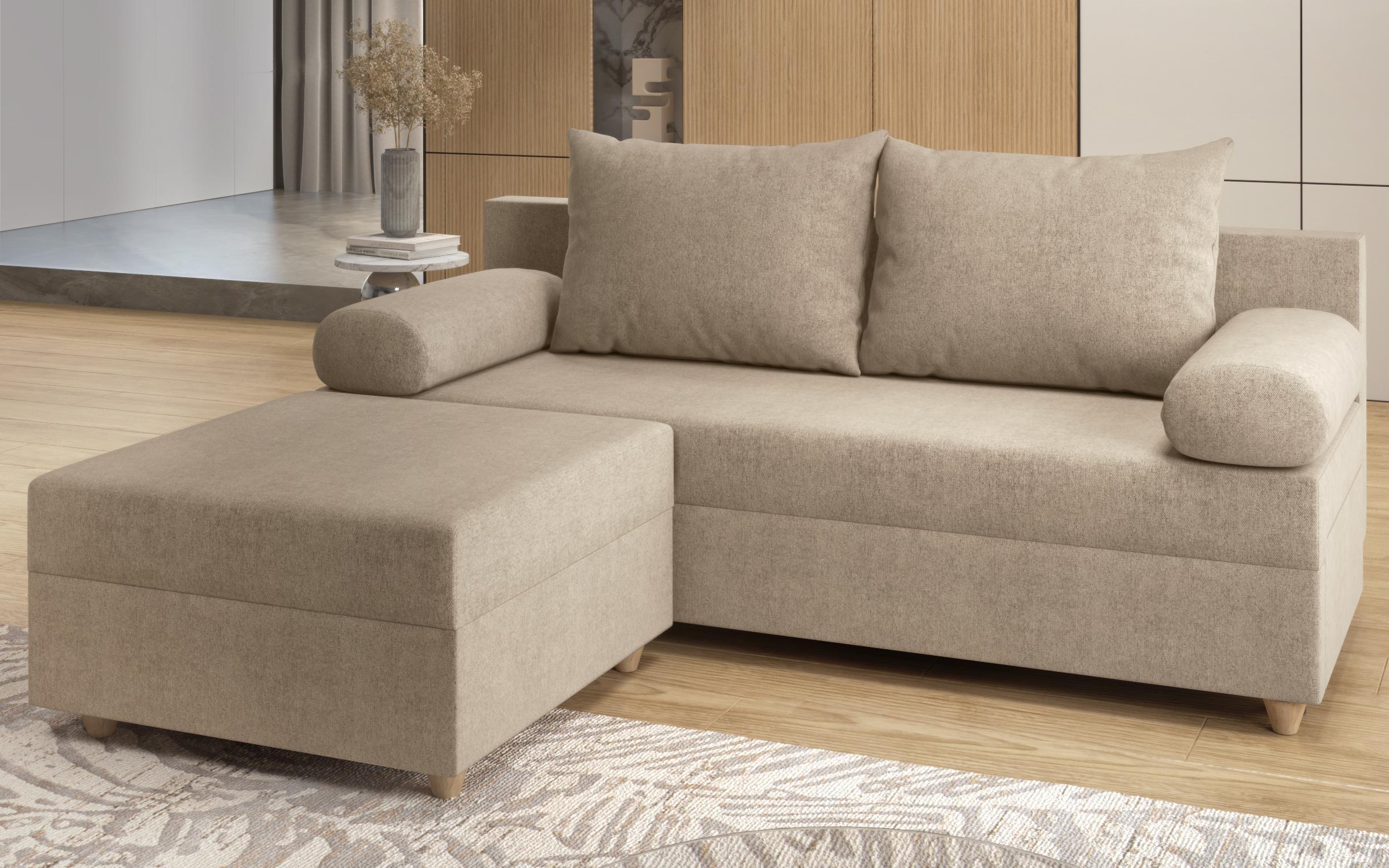 Canapea + taburet Vitaro, bej deschis  3