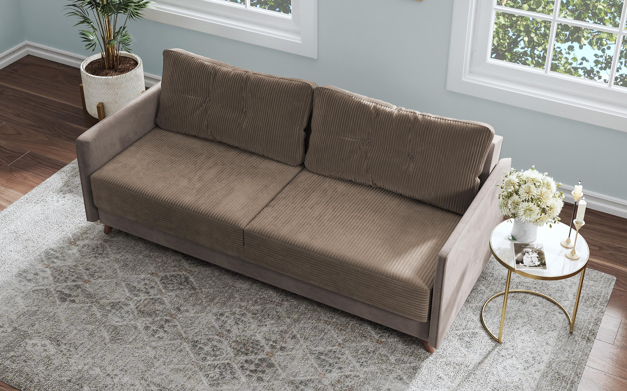Canapea extensibila click- clack Aristo, bej + gri deschis  5