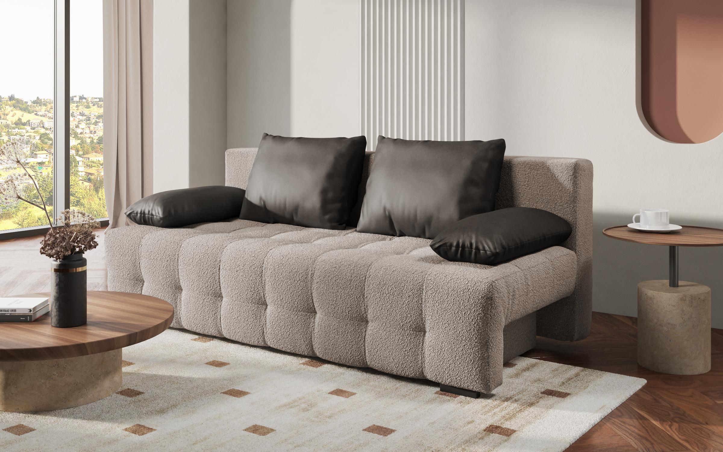 Canapea extensibila Delon, bej melange + gri-maroniu  1