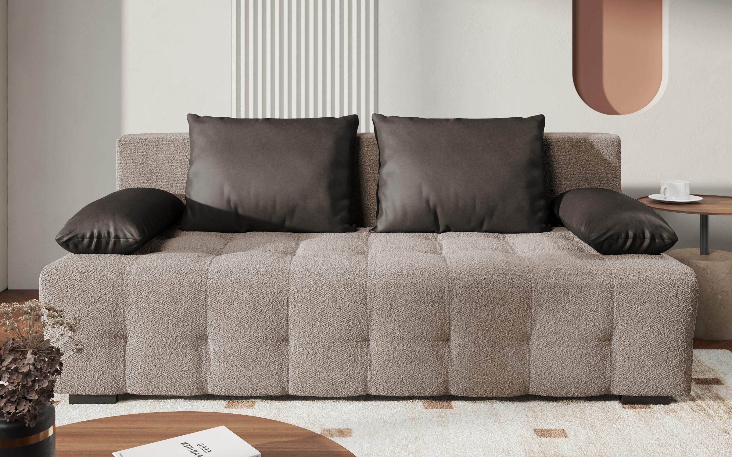 Canapea extensibila Delon, bej melange + gri-maroniu  3