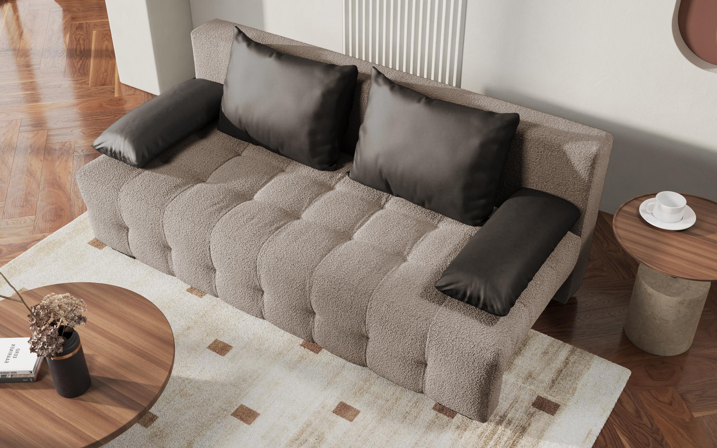 Canapea extensibila Delon, bej melange + gri-maroniu  5