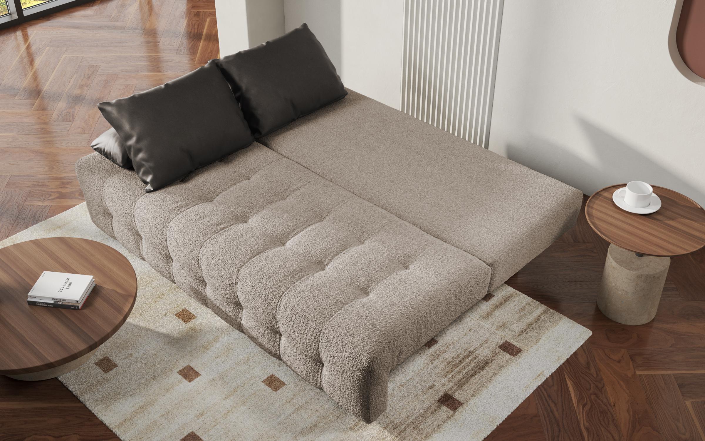 Canapea extensibila Delon, bej melange + gri-maroniu  7