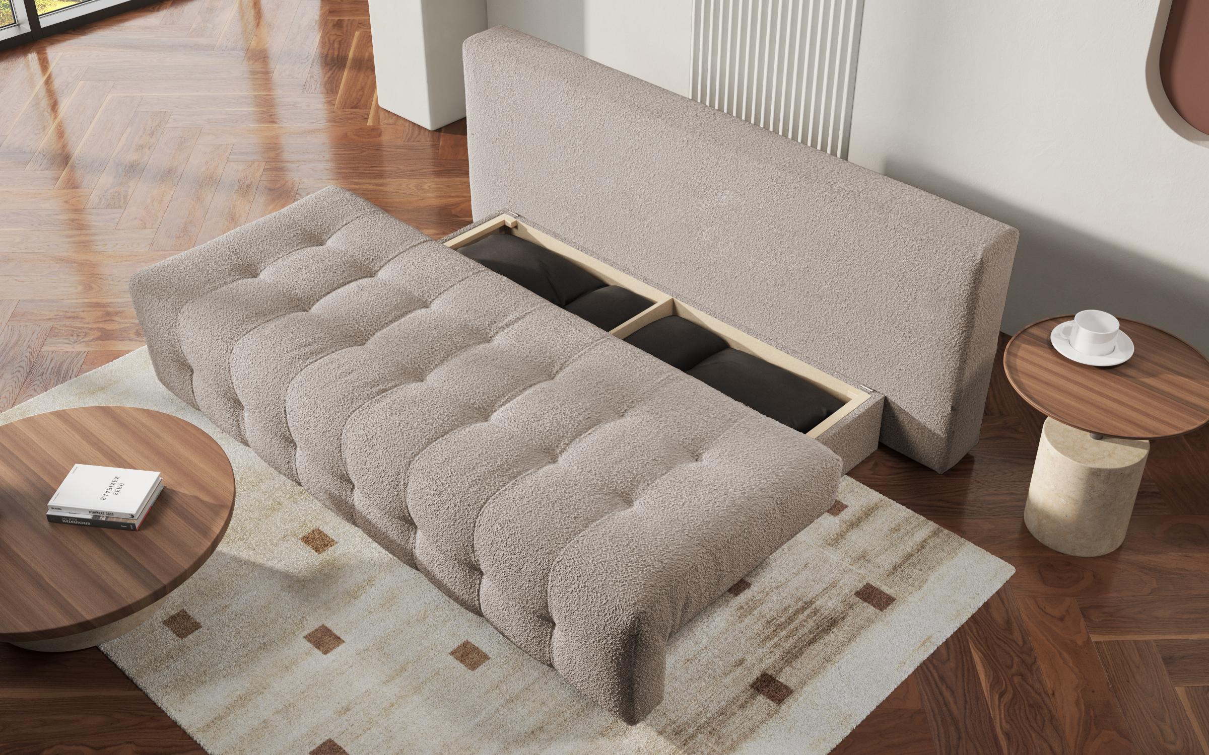 Canapea extensibila Delon, bej melange + gri-maroniu  8