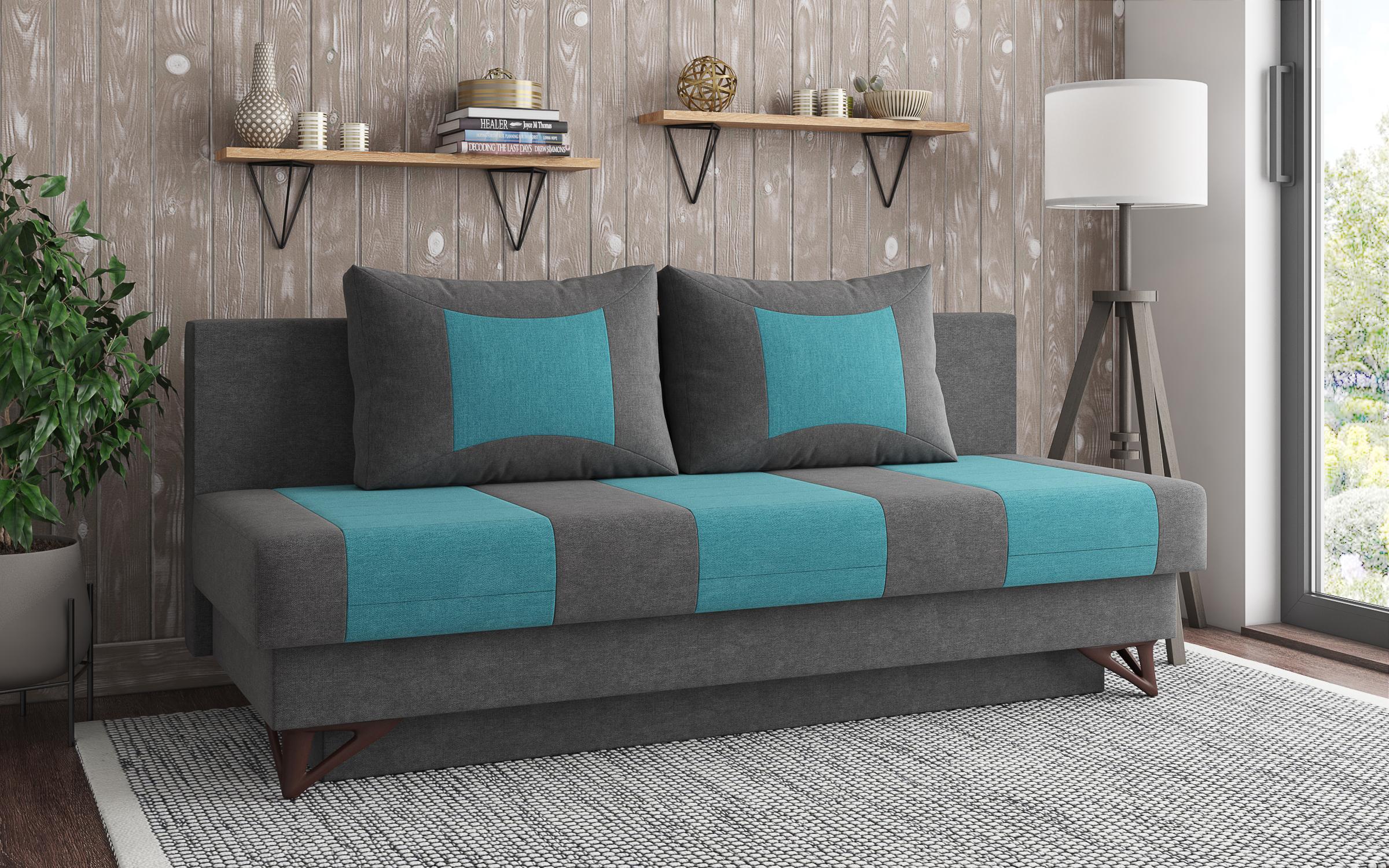 Canapea extensibila Puls, gri + turcoaz  2