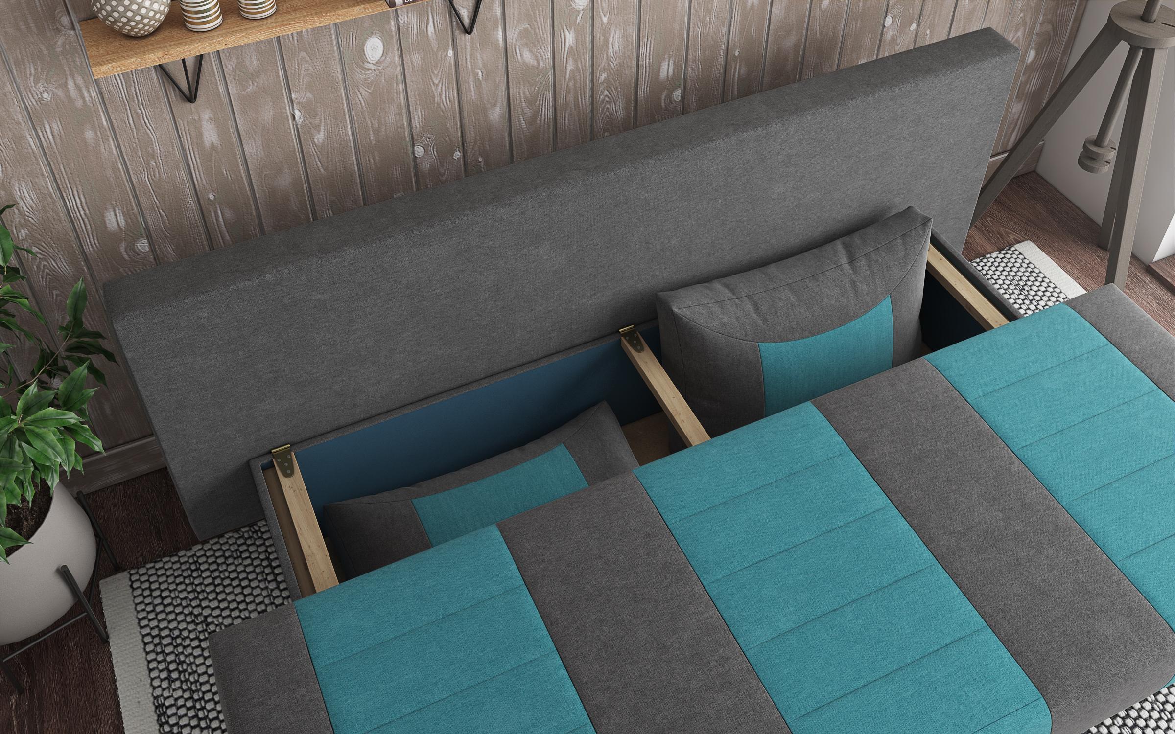 Canapea extensibila Puls, gri + turcoaz  3