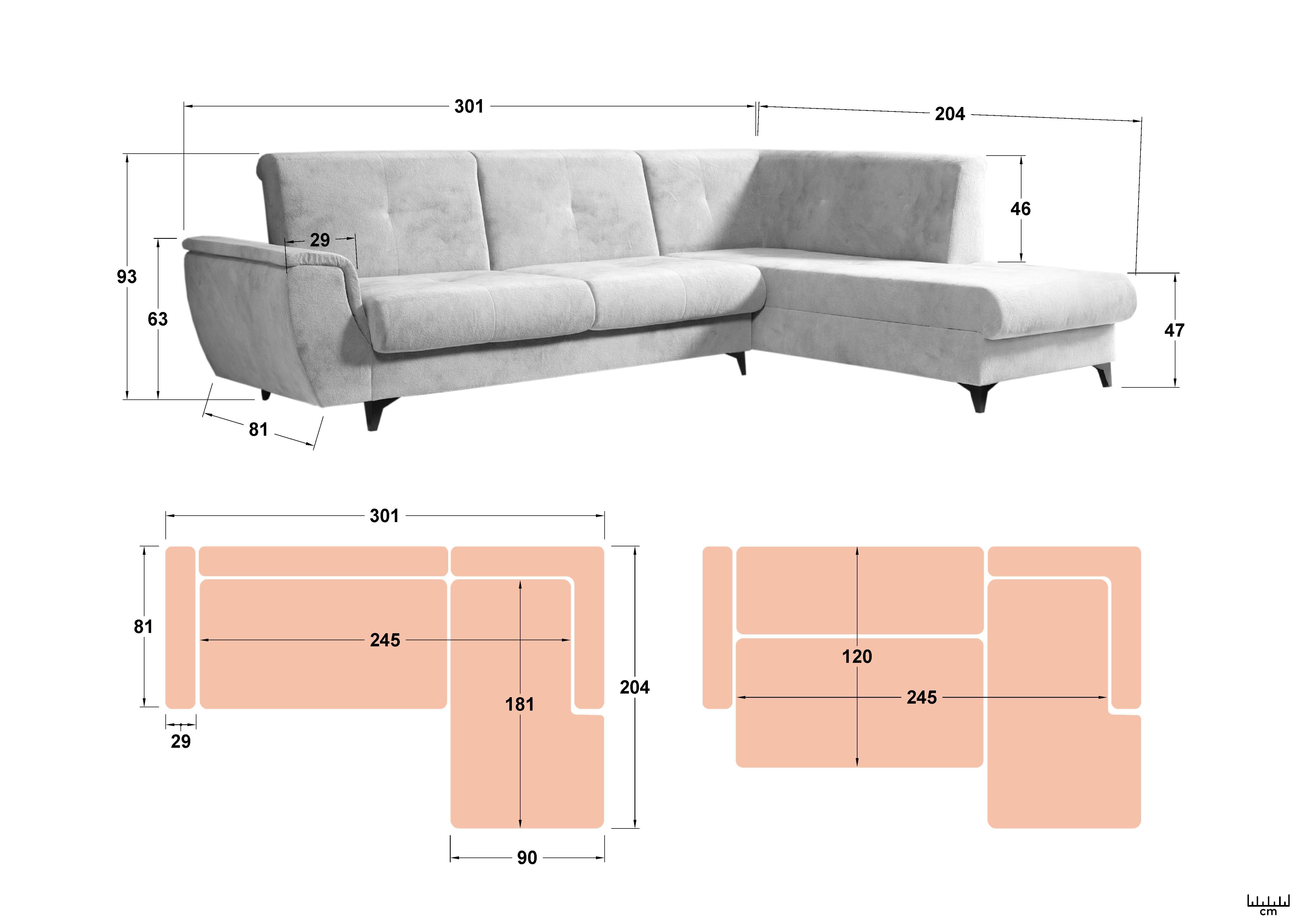Coltar extensibil + mecanism click- clack Carmel, bej deschis  2
