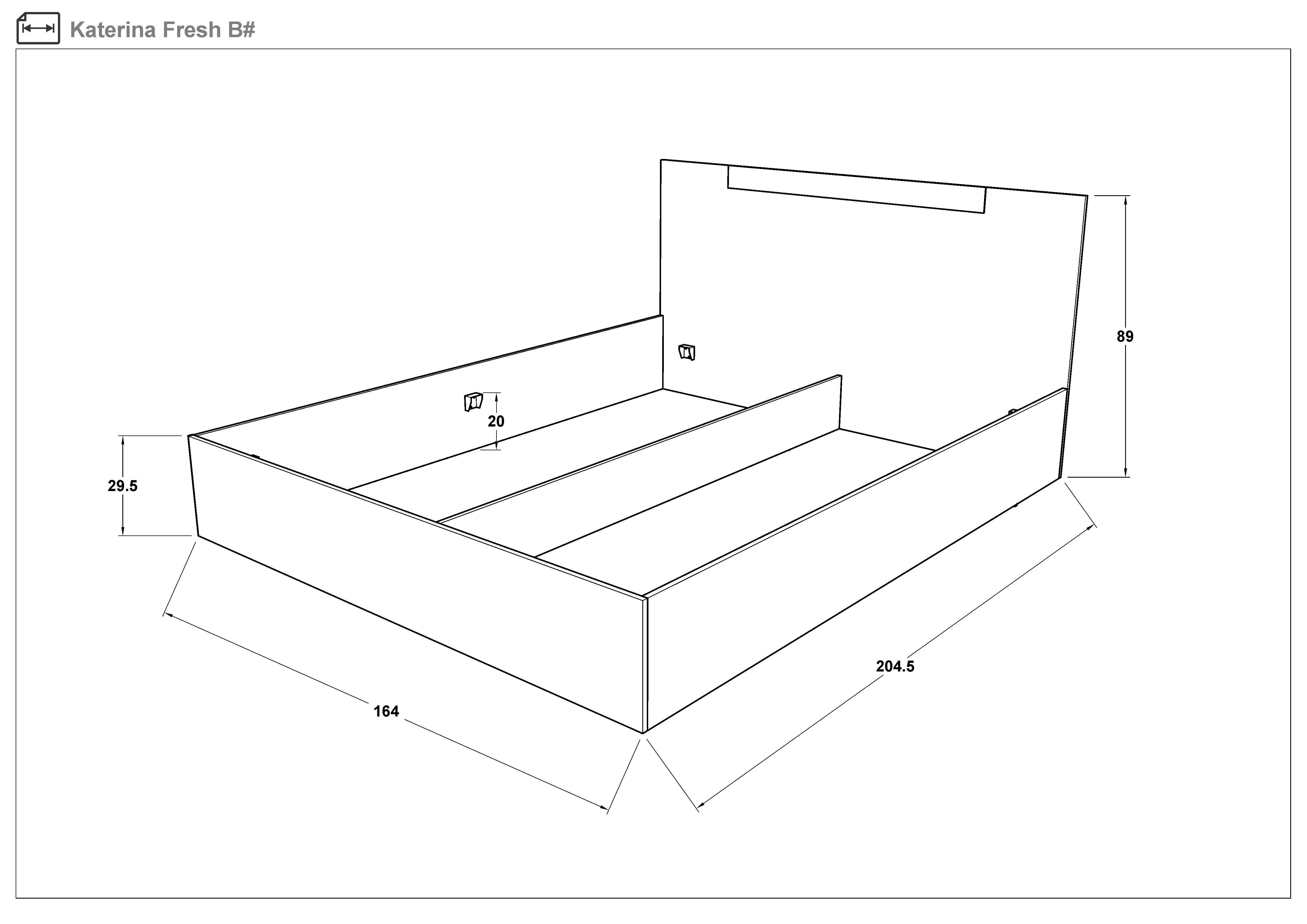 Pat dublu 160/200 Katerina Fresh, stejar scandinav inchis  2