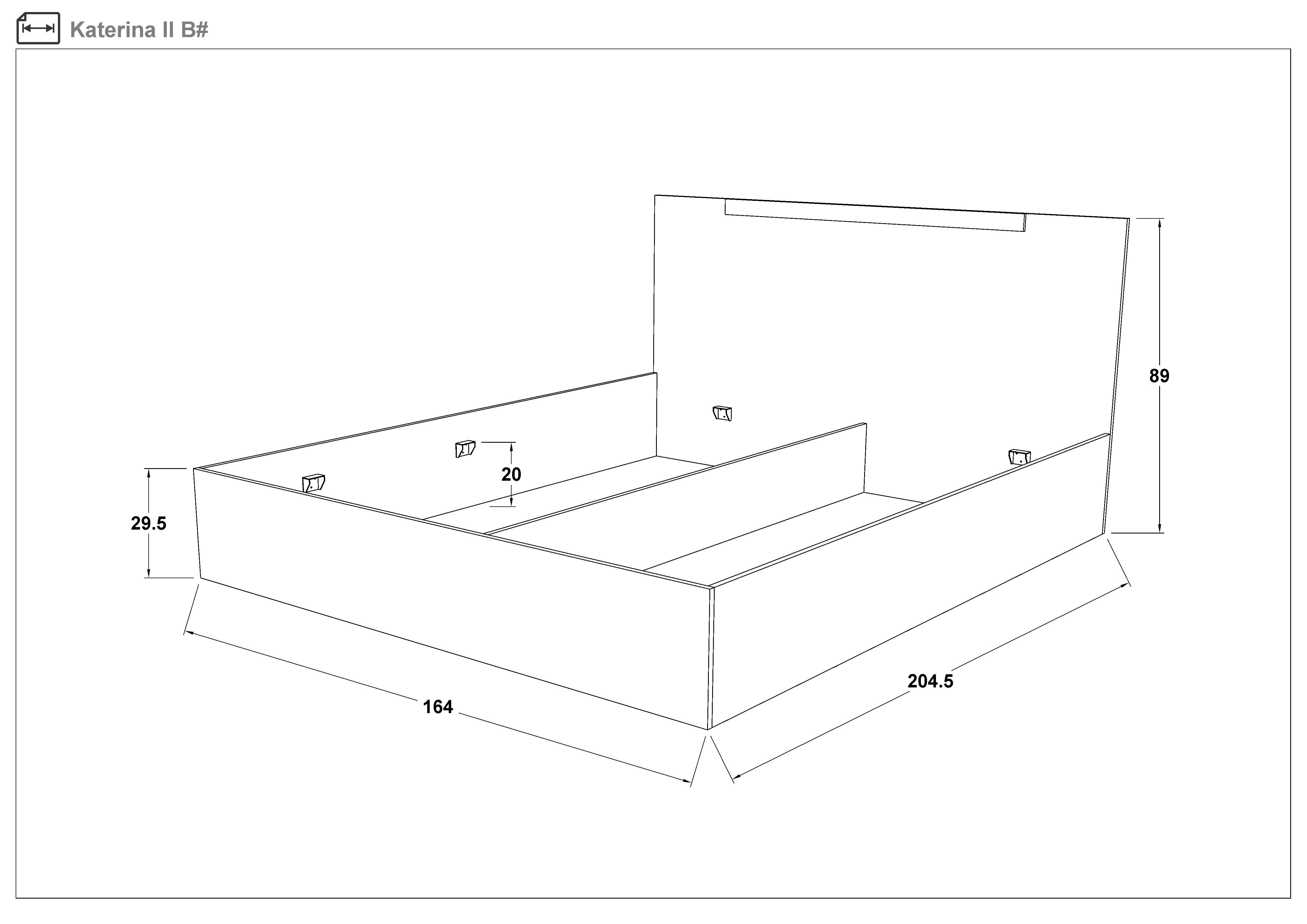 Двуспальная кровать под матрас 160/200 Катерина, дуб эвок  2