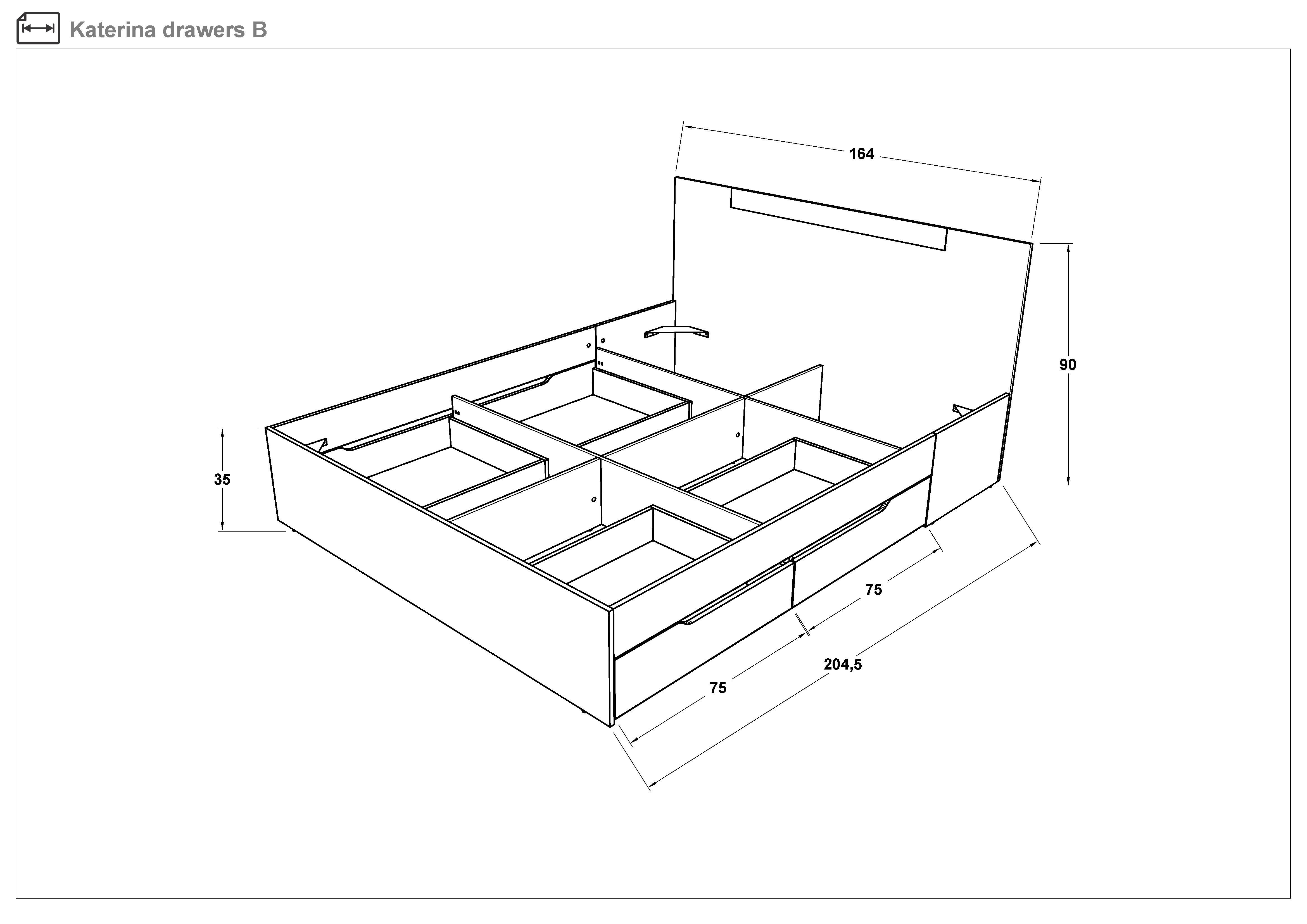 Pat dublu 160/200 Katerina, stejar sonoma + alb lucios  2