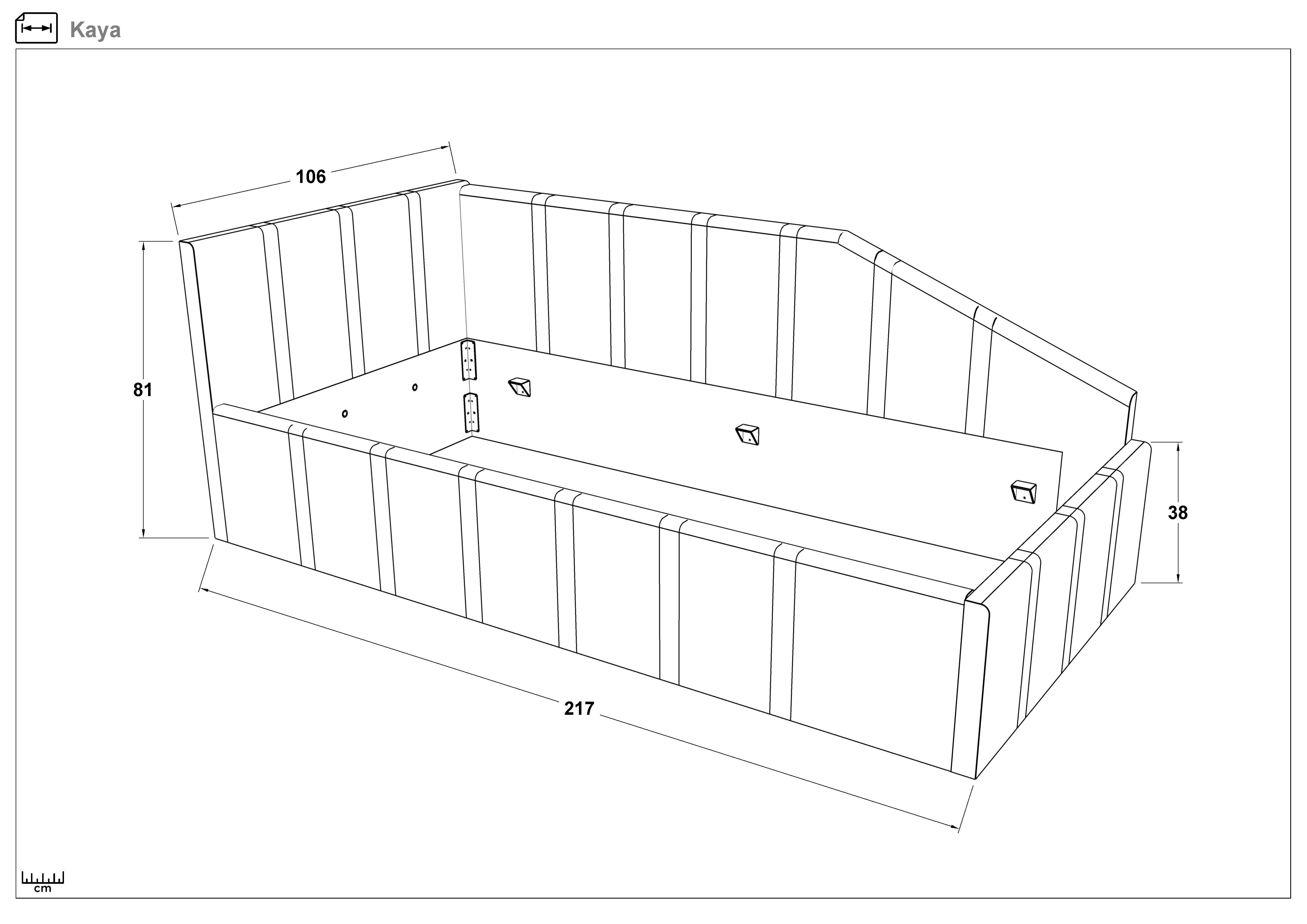 Pat tapitat 90/200 Kaia, gri deschis  2