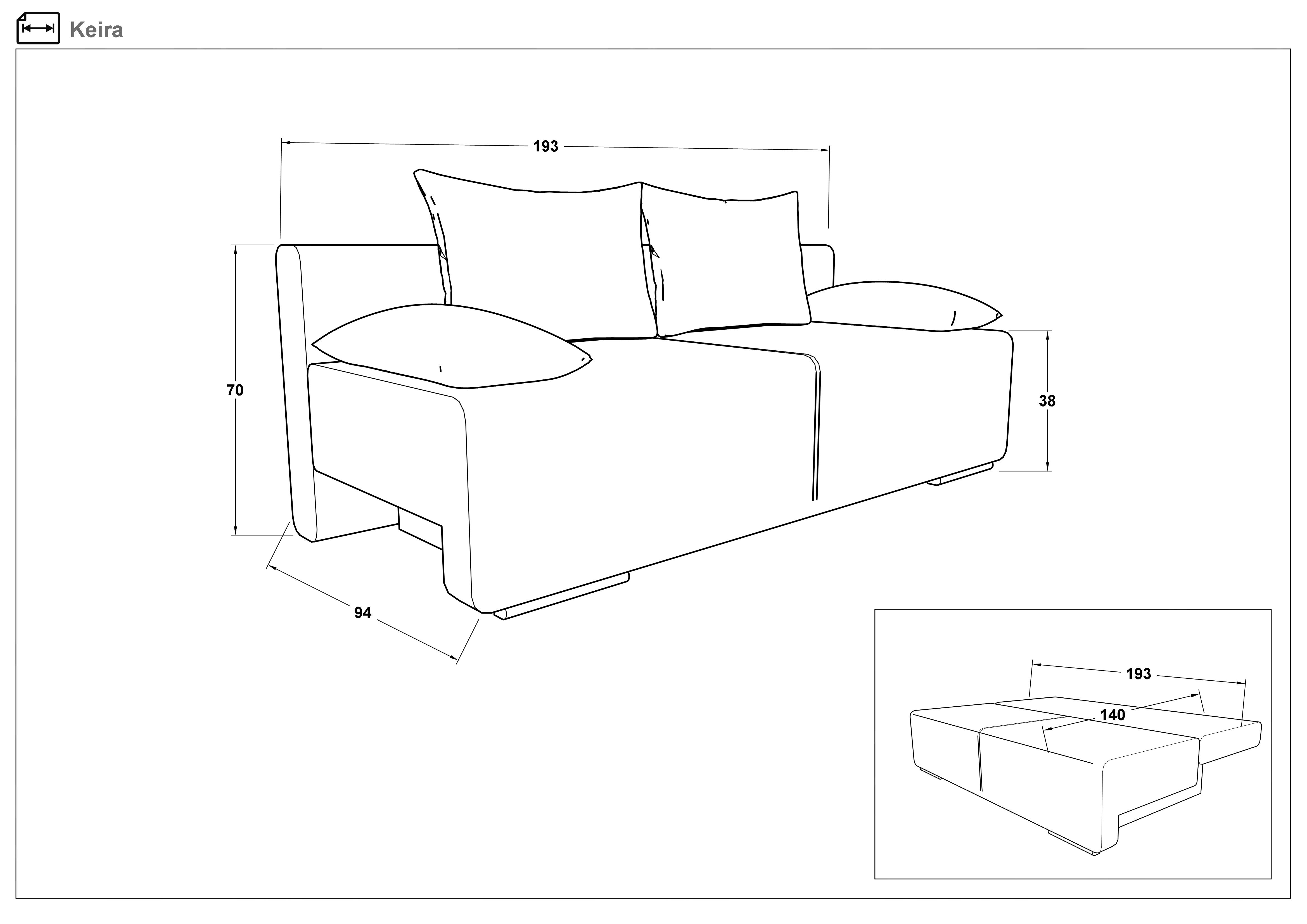 Canapea extensibila Keira, turcoaz  2