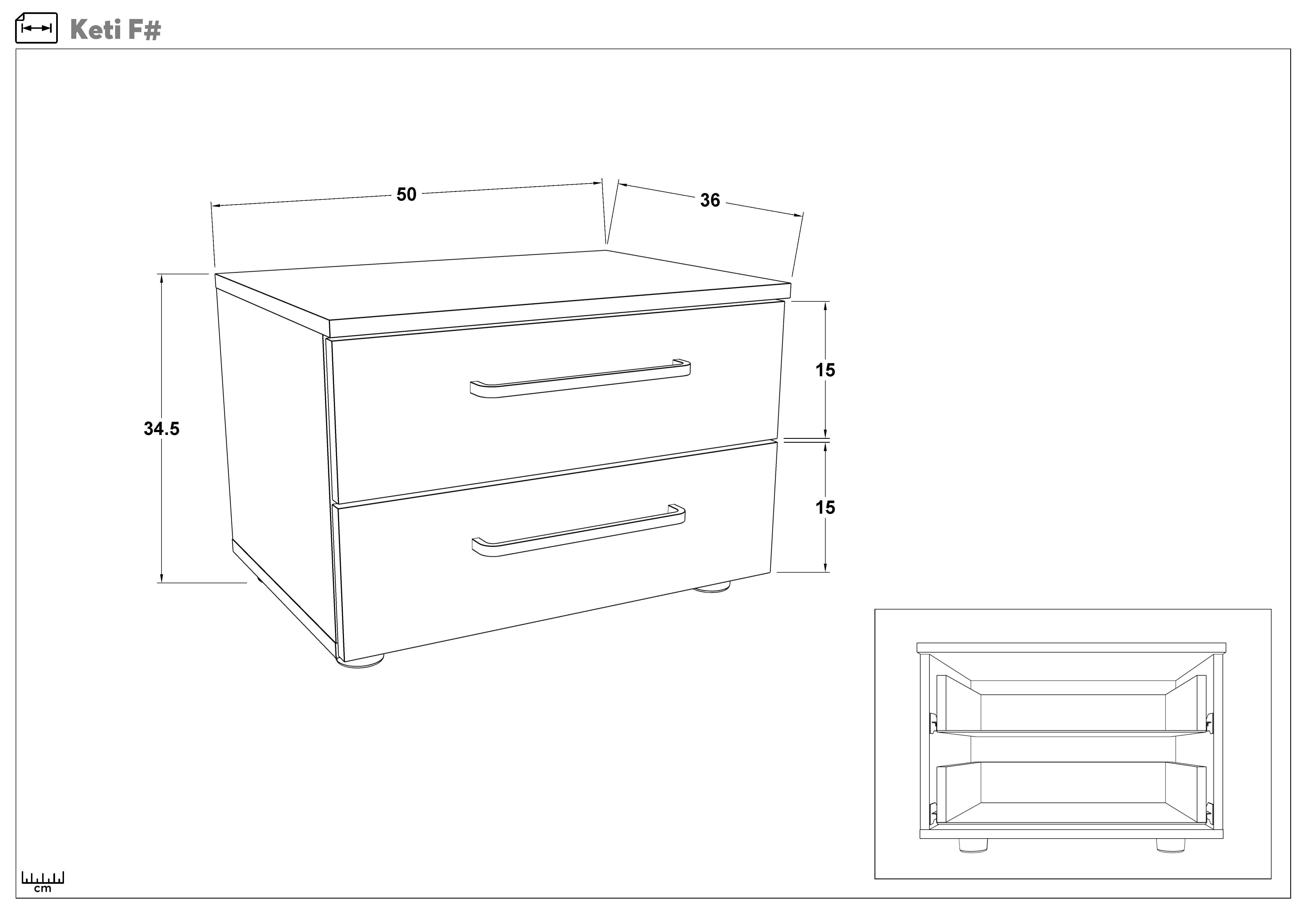 Set dormitor 160/200 Keti + saltea, Silk + stejar scandinav inchis  4