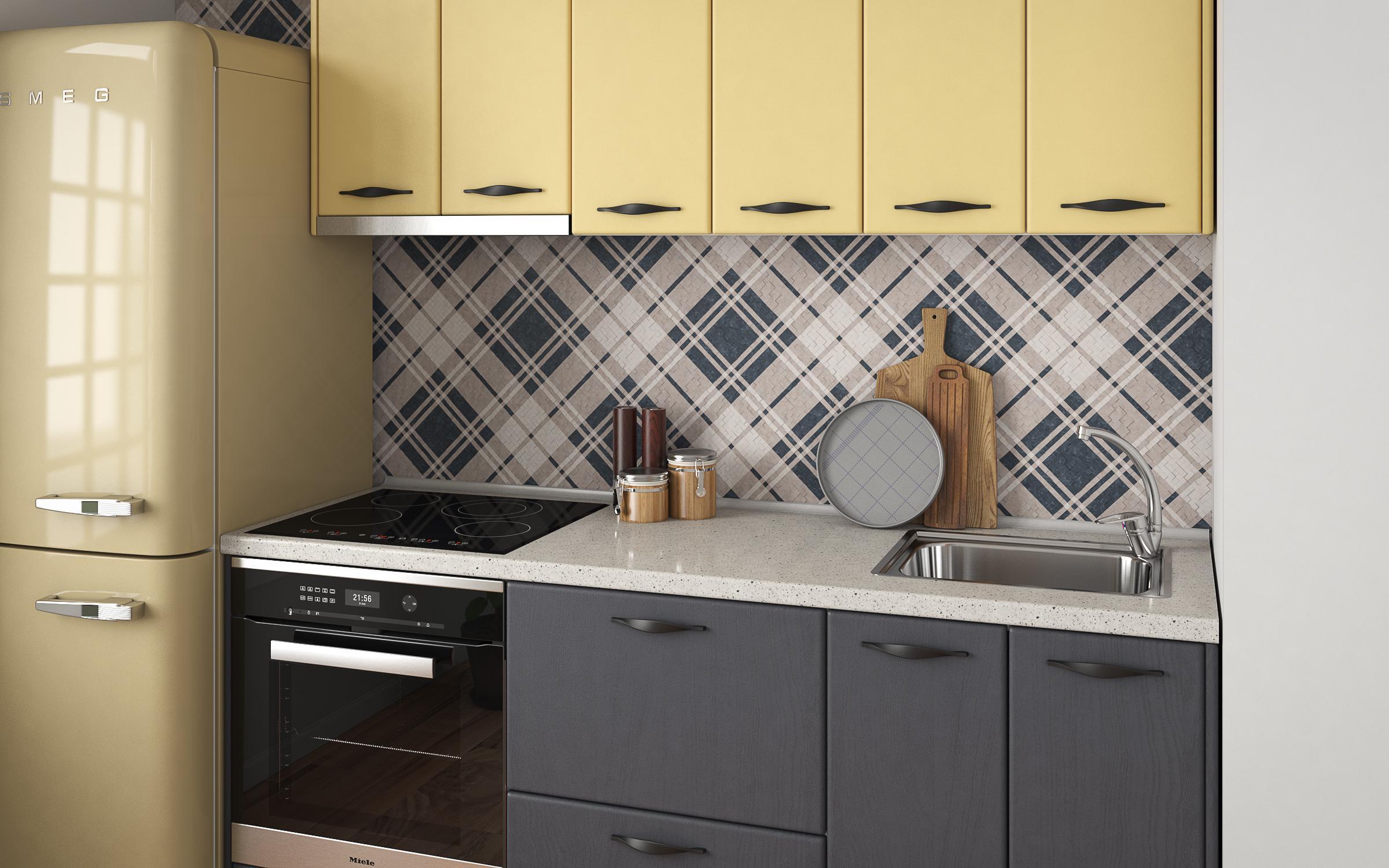 Bucataria Kiara, satin galben + aspen gri inchis  4