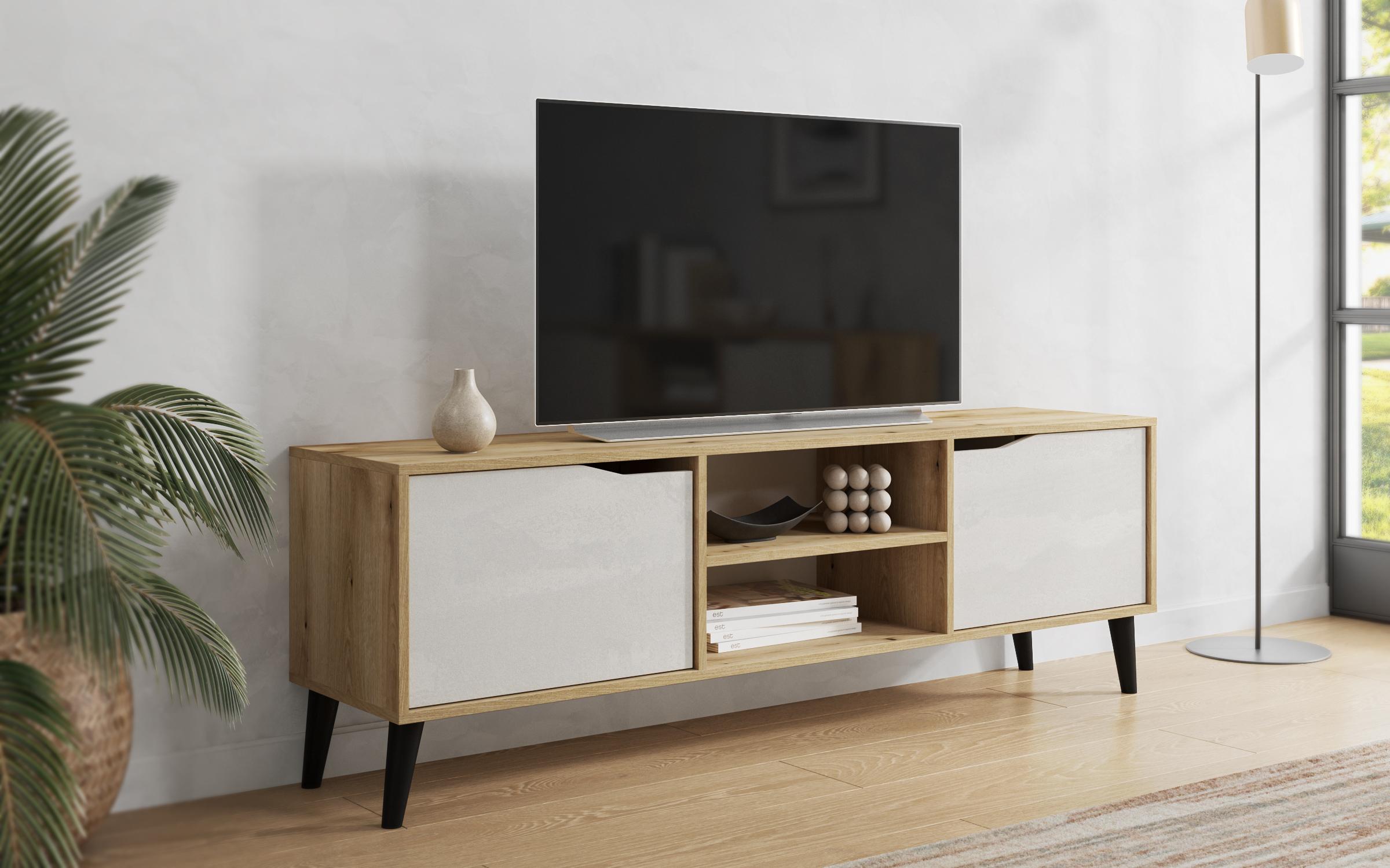 Modul TV Morano L, Silk + stejar evoc  1