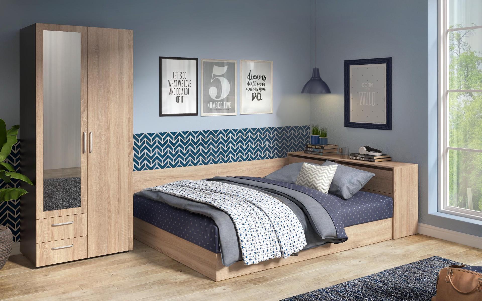 Set dormitor 144/190 Solo, stejar sonoma + wenge  1