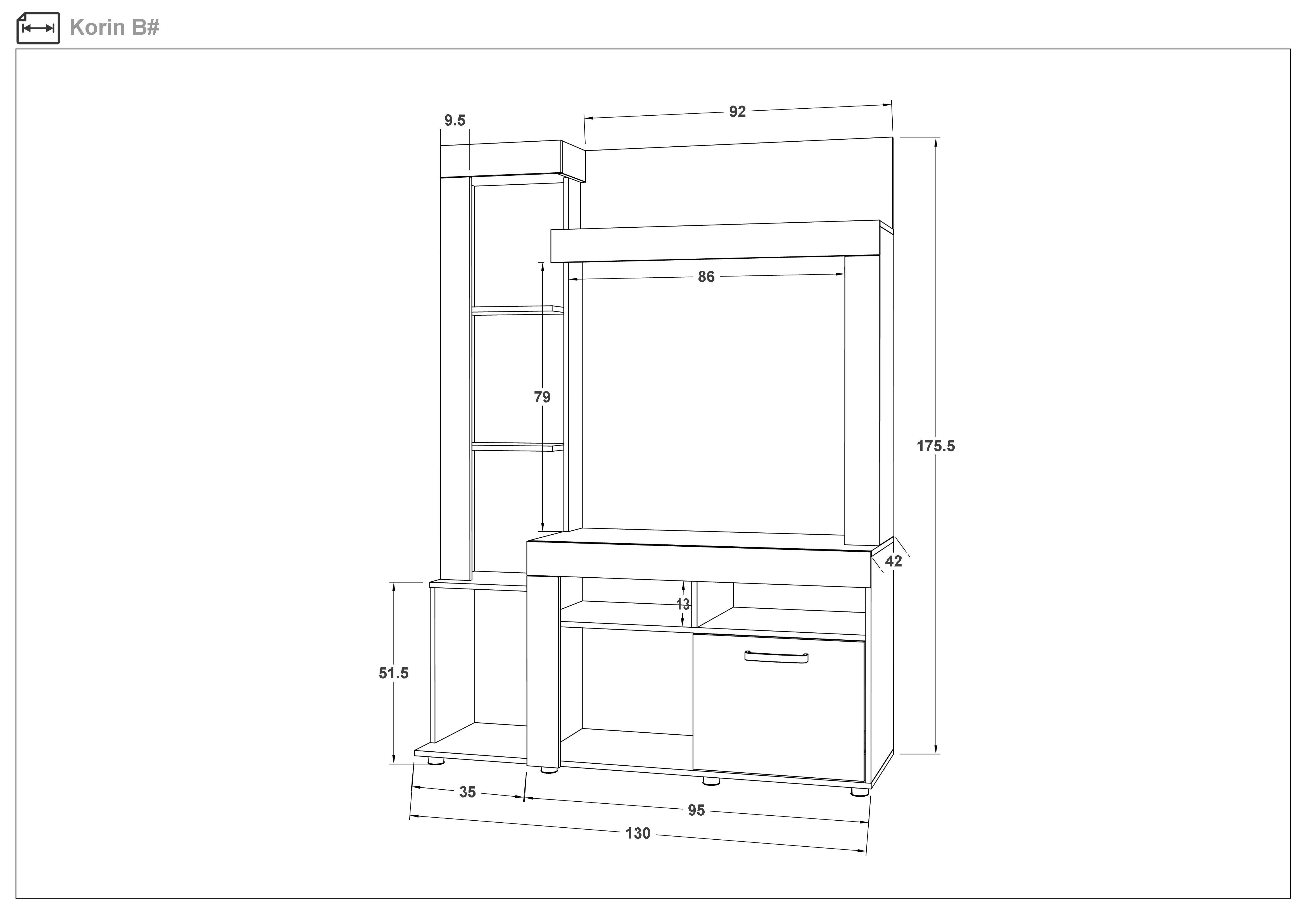 Biblioteca Corin, stejar sonoma + wenge  2