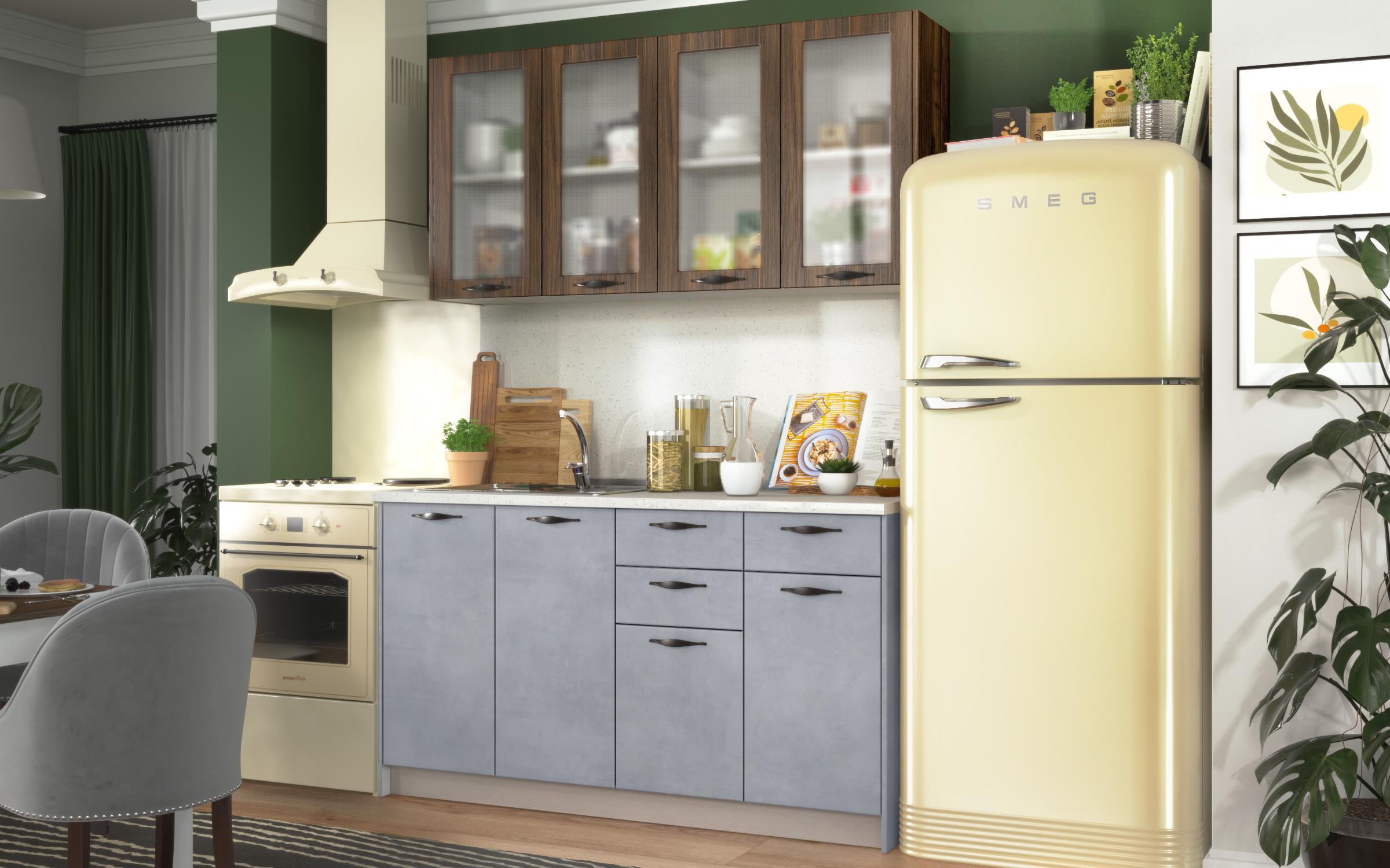 Bucatarie Dona, nuc Milano + beton deschis  3