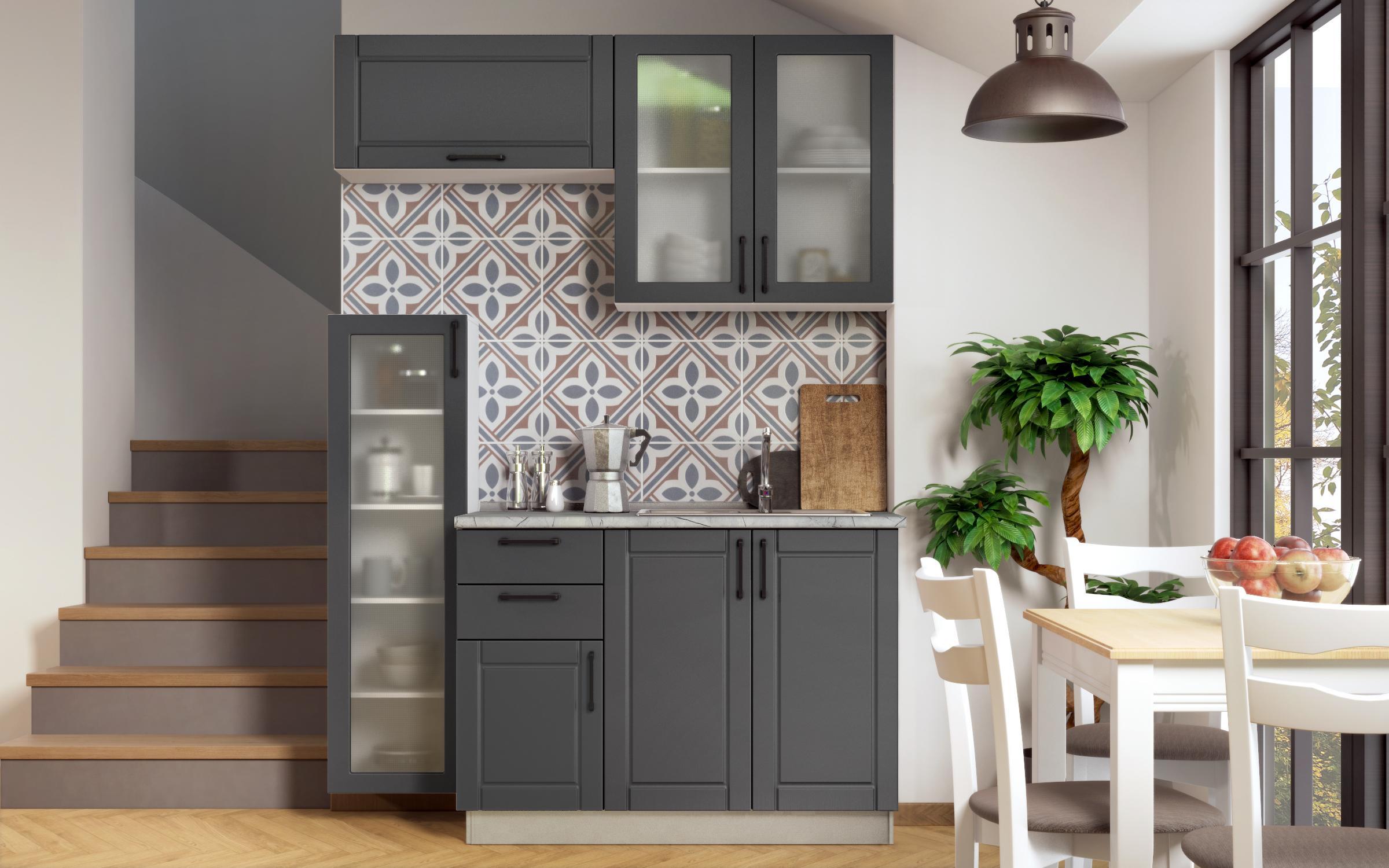 Dulap-vitrina de bucatarie Hana Classic 43, antracit mat  2