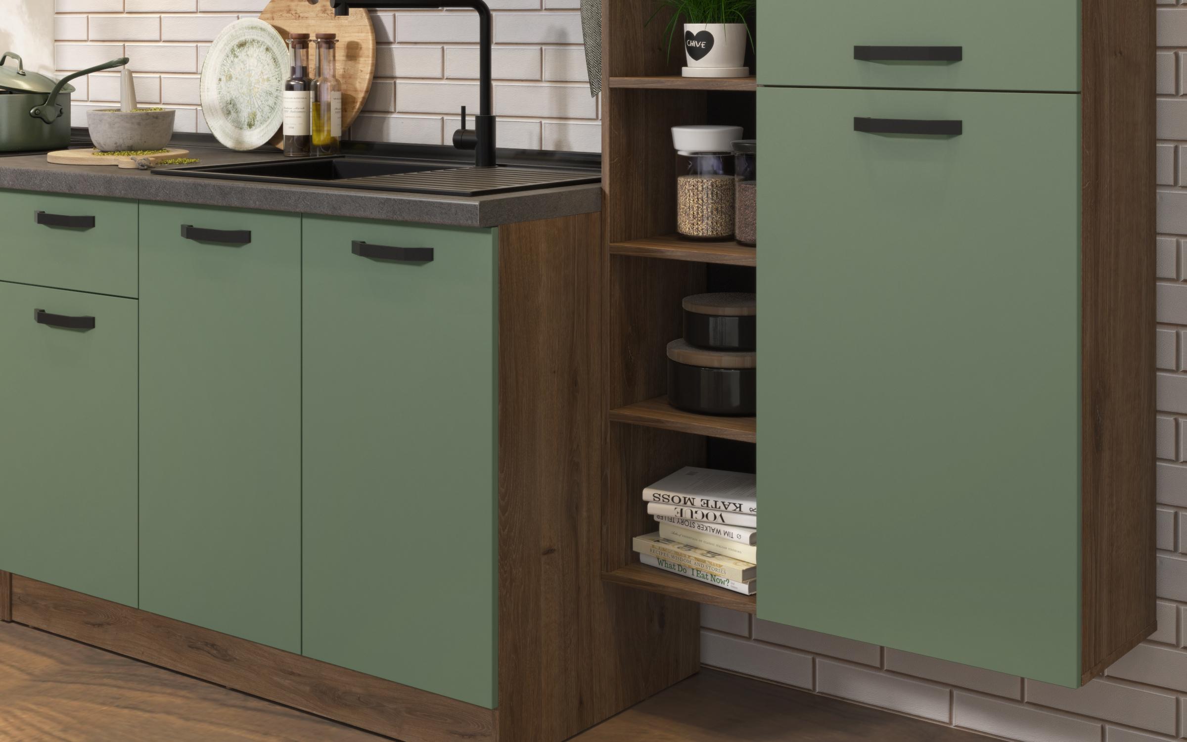 Bucatarie Lina, stejar scandinav inchis + verde  6