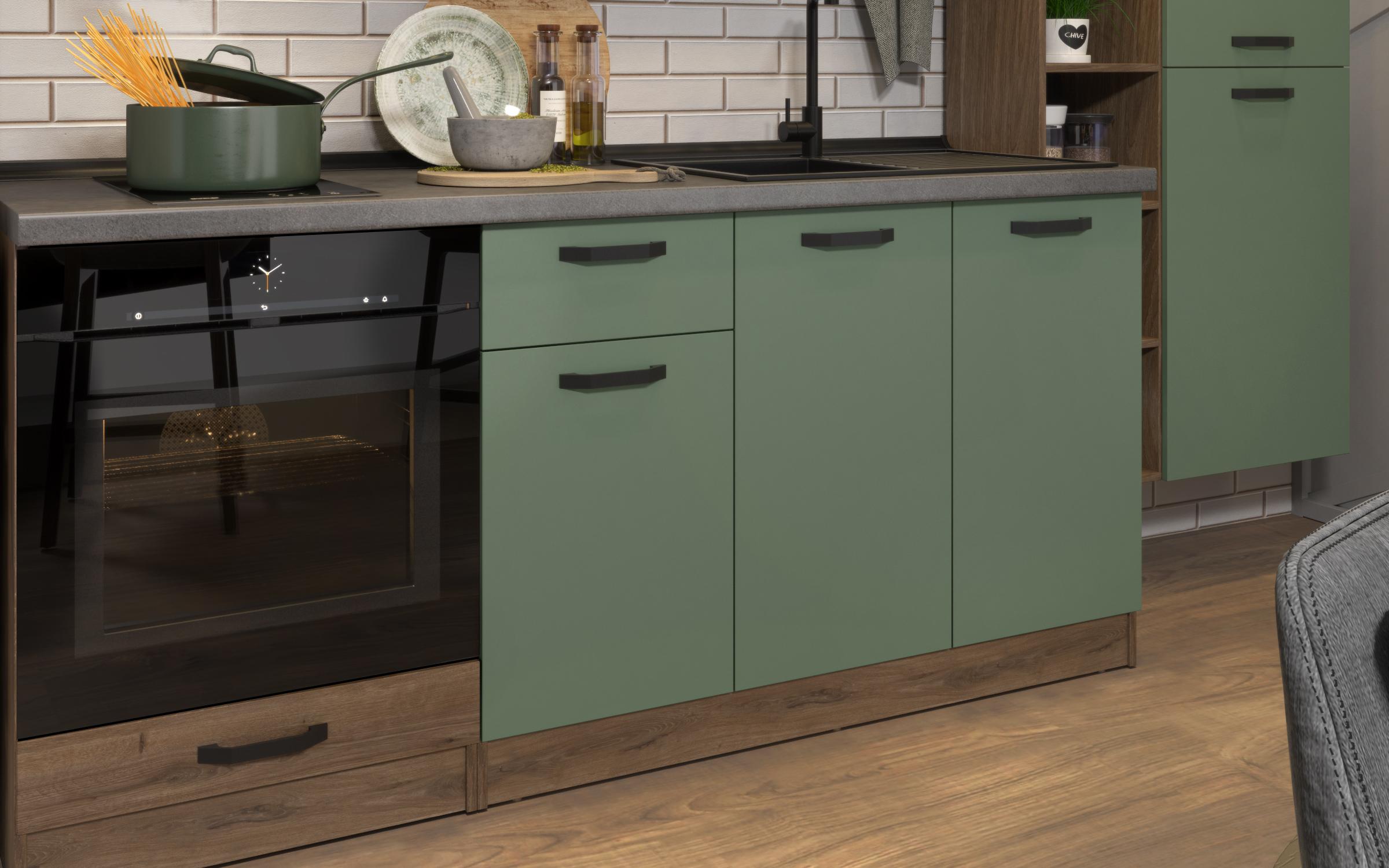 Bucatarie Lina, stejar scandinav inchis + verde  4