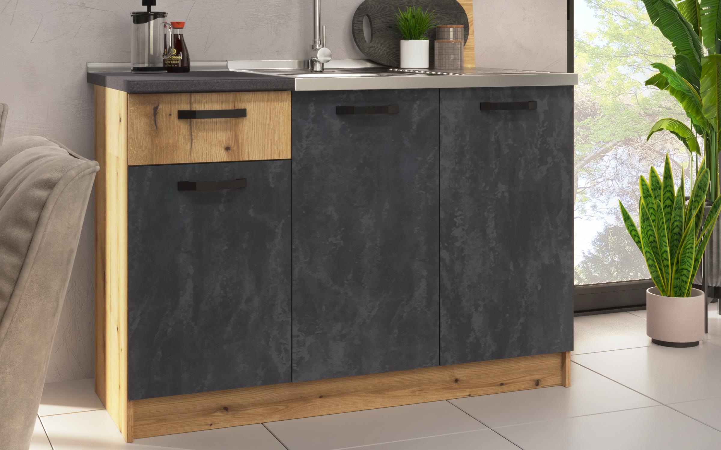 Bucatarie cu blat termic inclus Lora 5 mini, Magma + stejar evoc  4