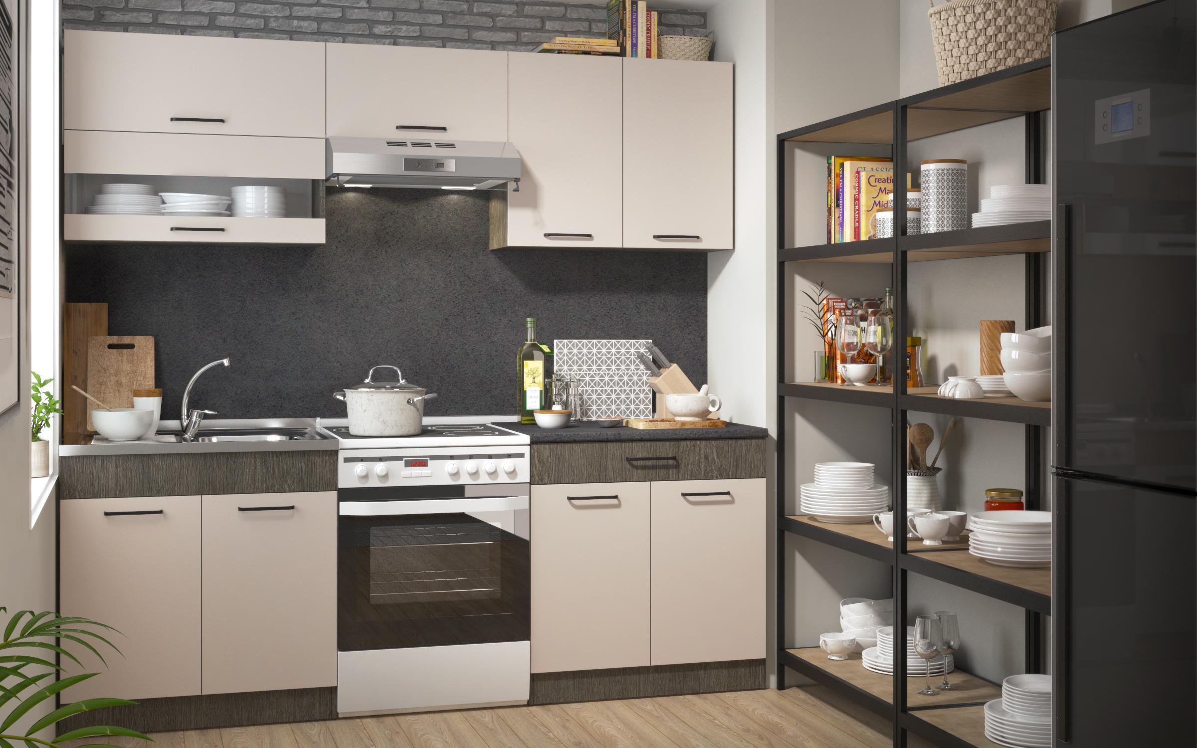 Bucatarie cu blat termic inclus Victoria S, casmir + antracit mat  2