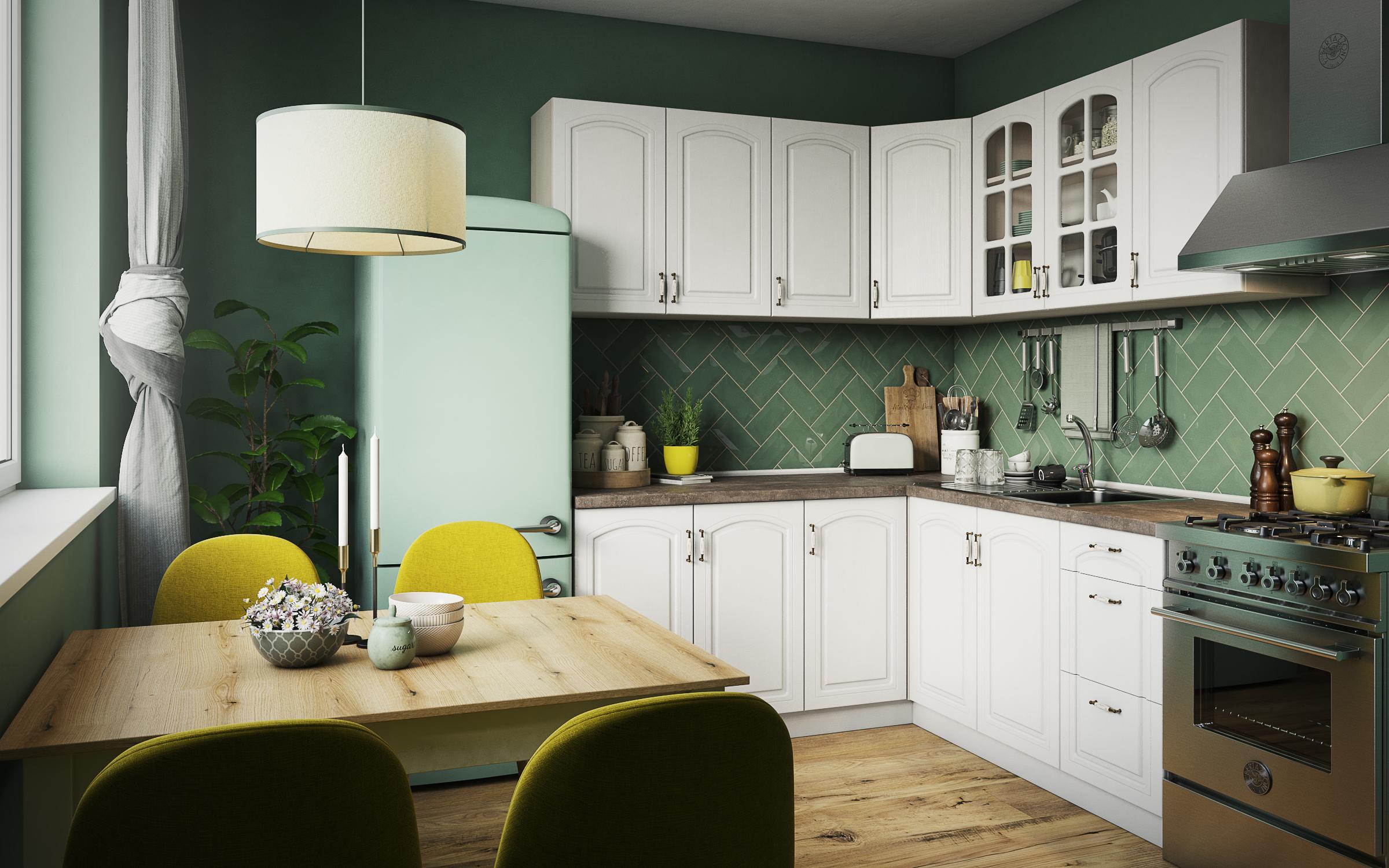 Bucatarie de colt Mirela CM K, textura alba  1