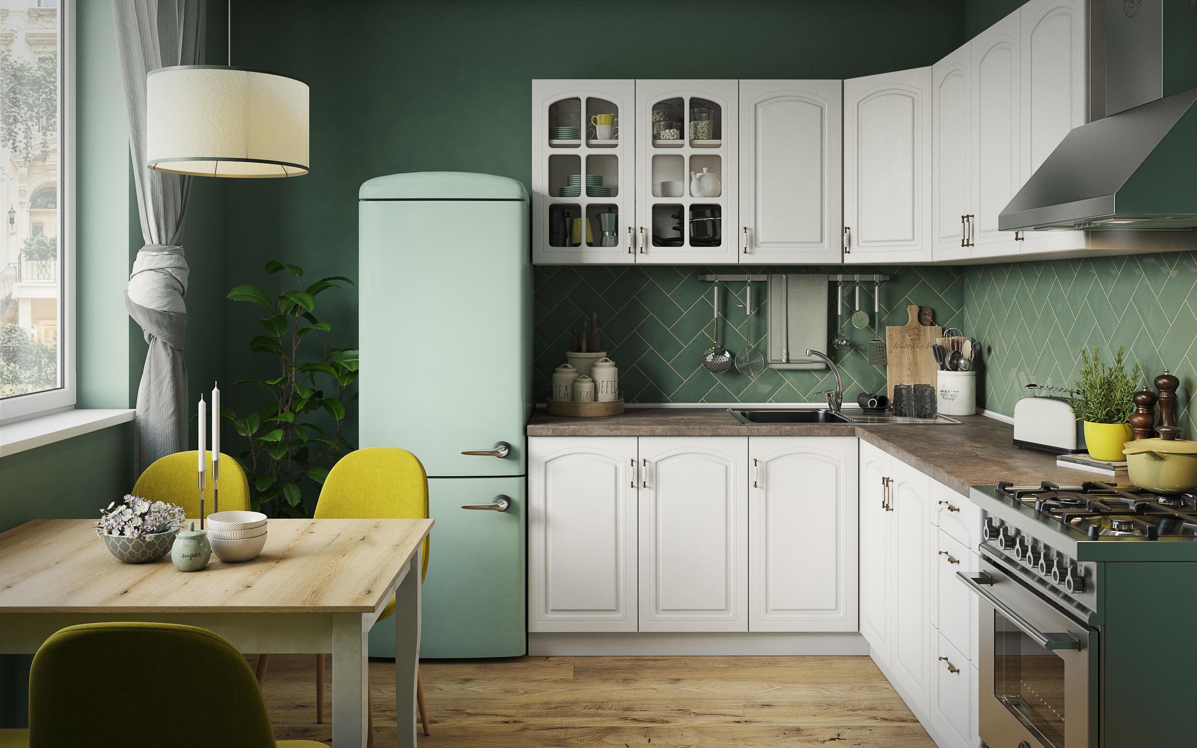 Bucatarie de colt Mirela CM K, textura alba  10