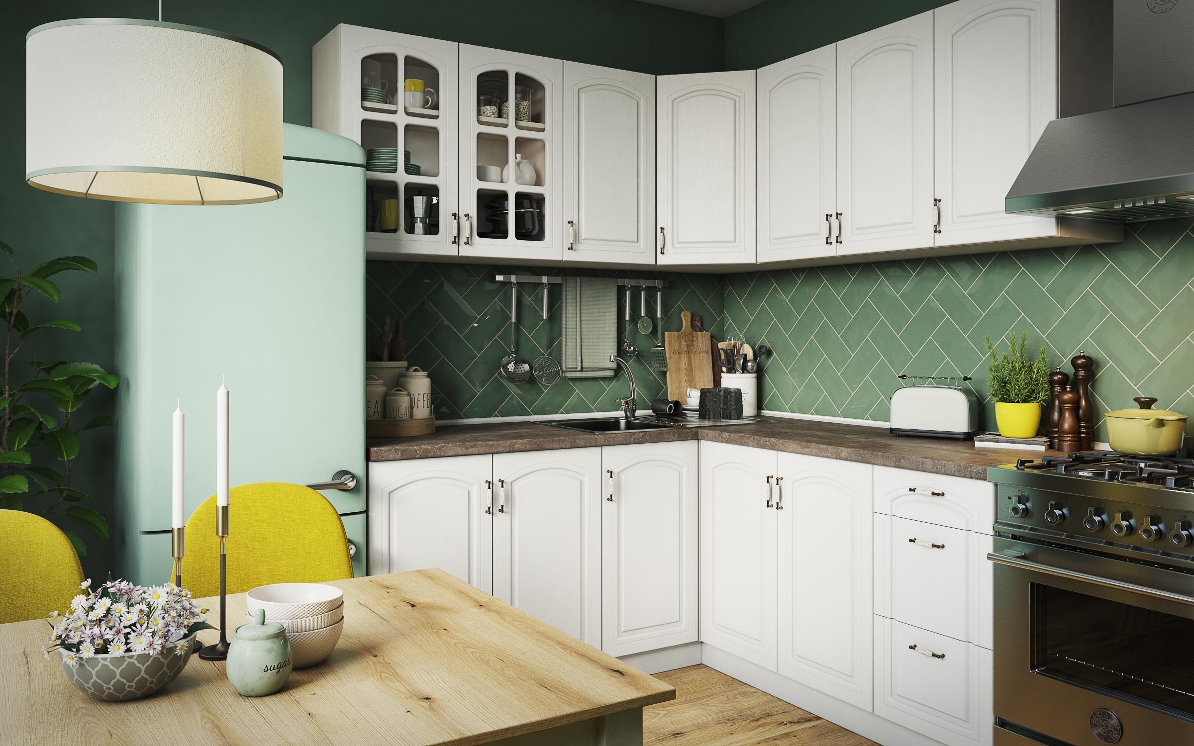 Bucatarie de colt Mirela CM K, textura alba  12