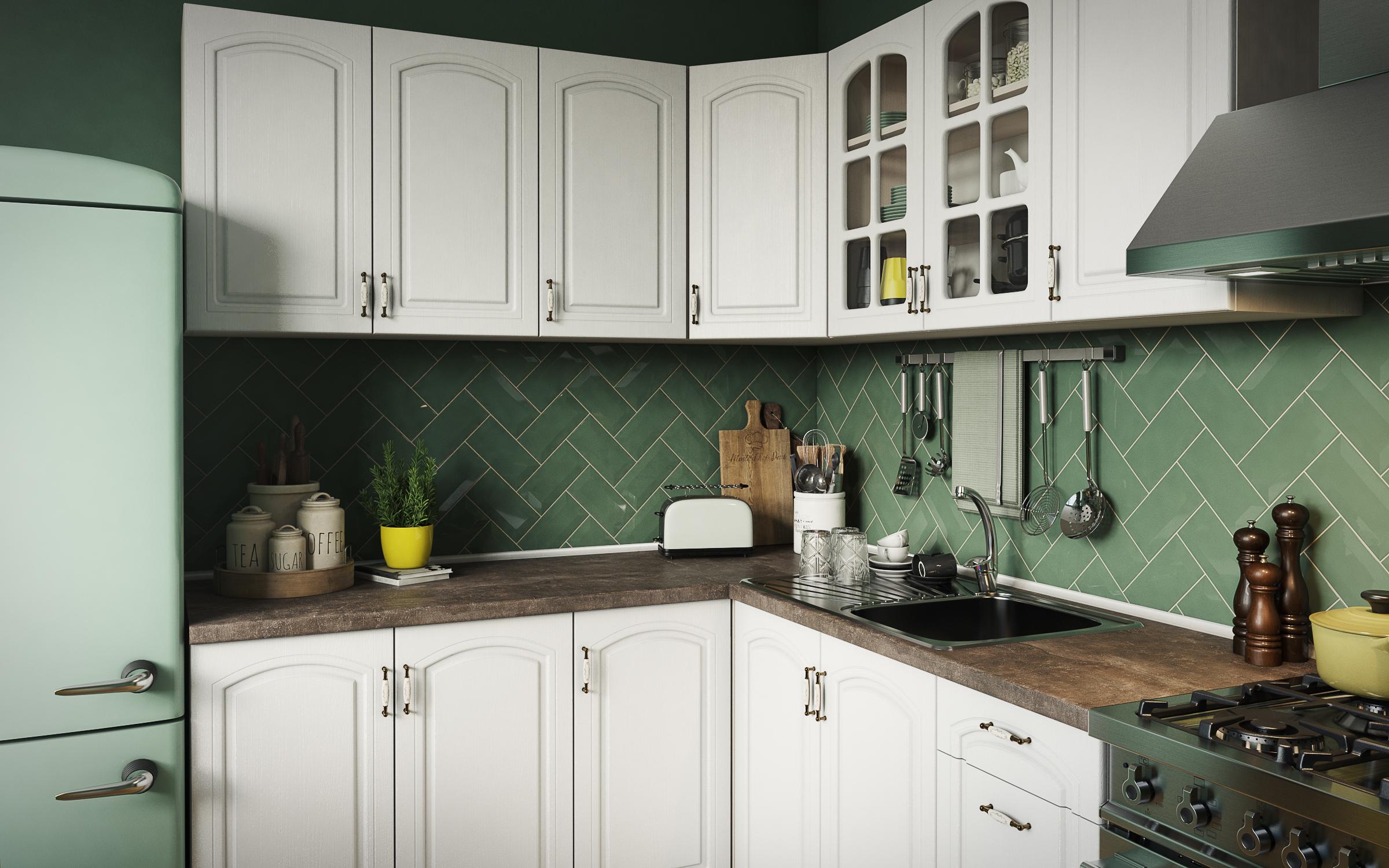 Bucatarie de colt Mirela CM K, textura alba  3